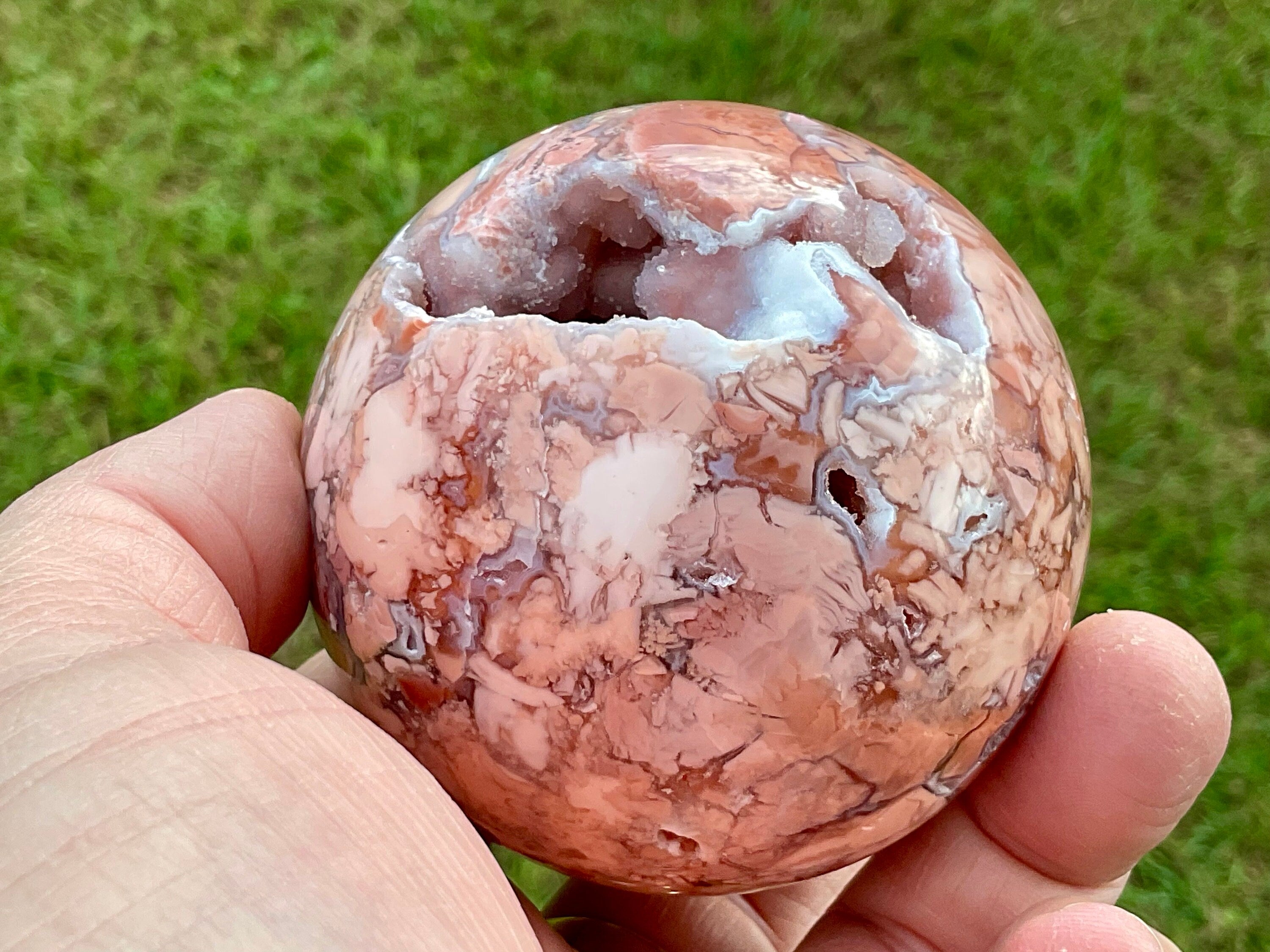 408g “Pink Petal Agate” Sphere A