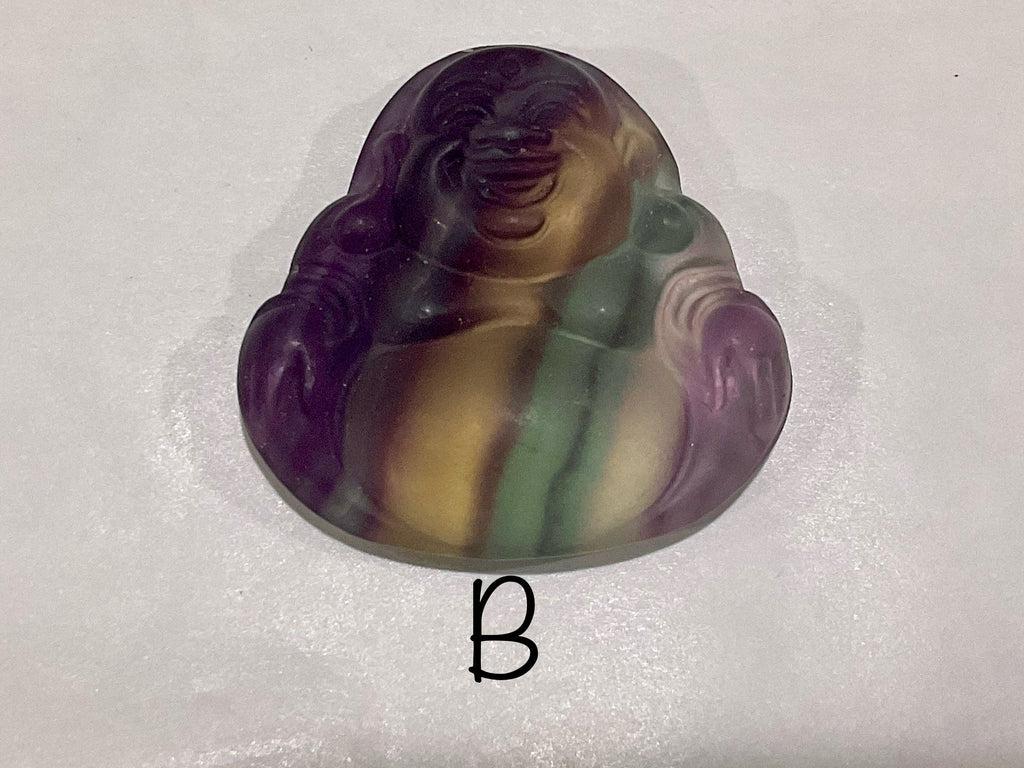 Matt Finish Rainbow Fluorite Buddha Carving Group 1