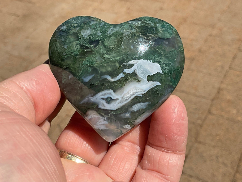 97g Moss Agate Puffy Heart 2C