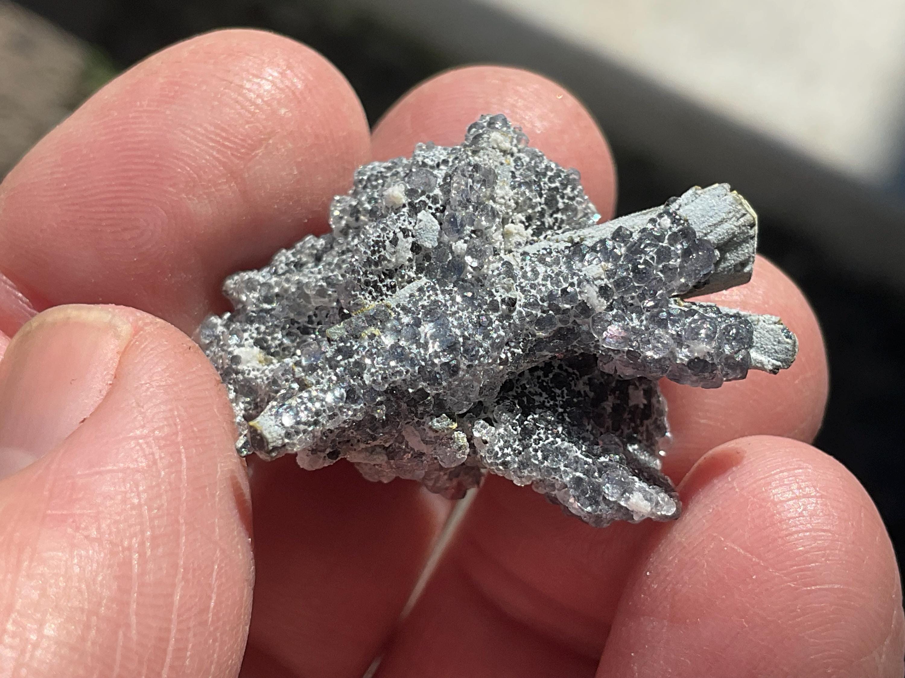 12g Fluorite on Stibnite Specimen 1C from Jiangxi, China