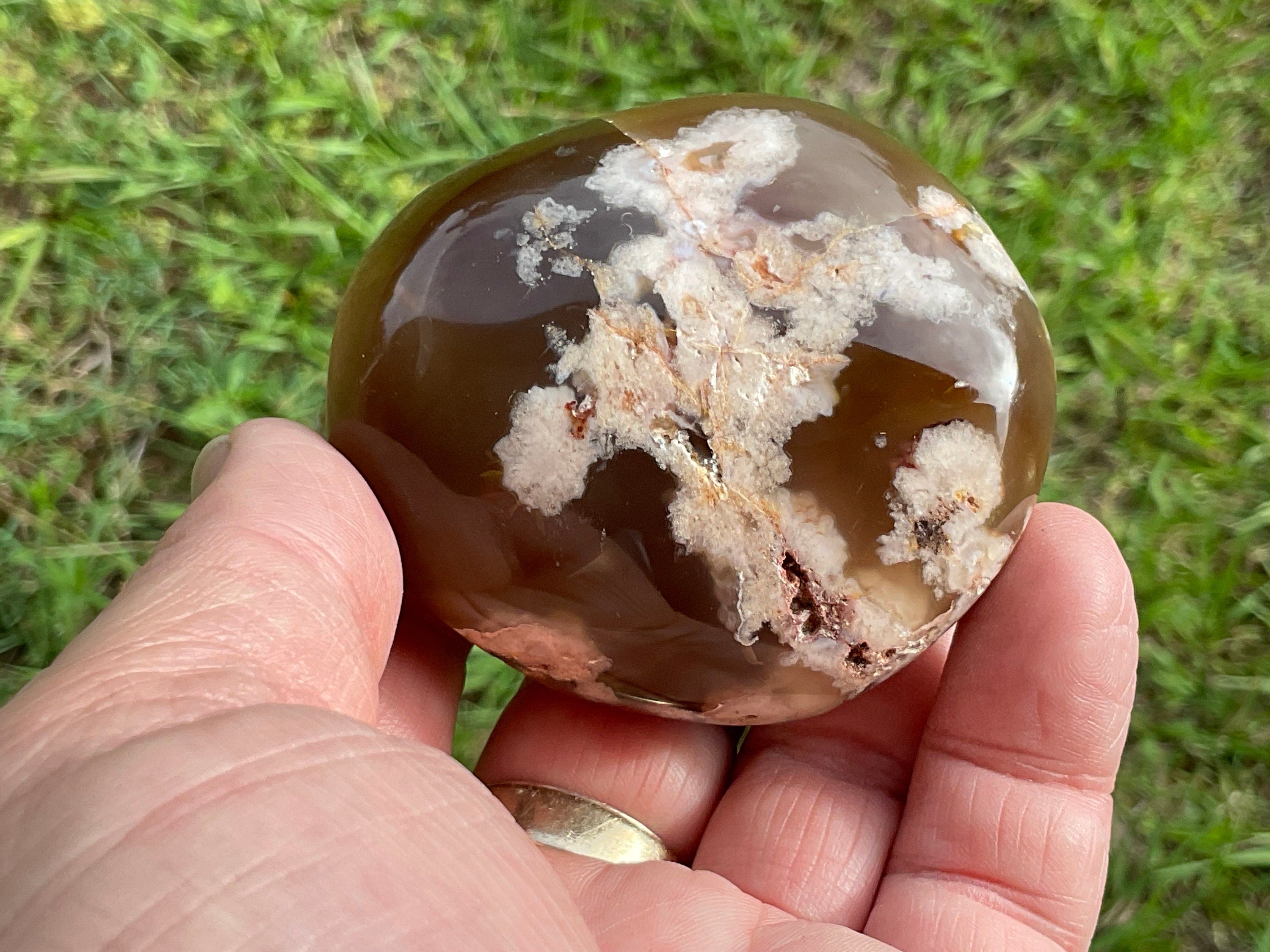 178g Flower Agate Palmstone 11B