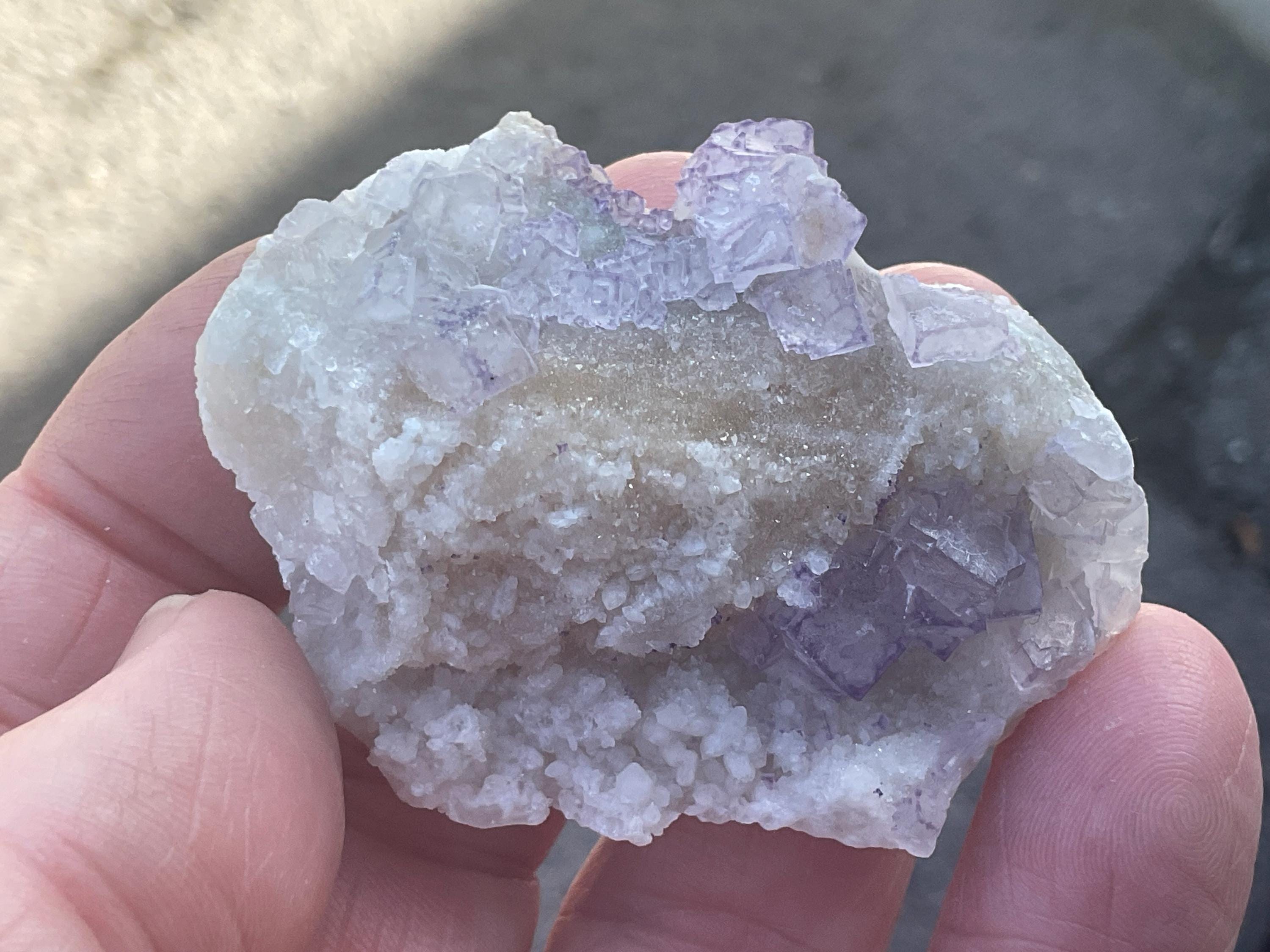 50g Lavender QR Code Fluorite Specimen 4A