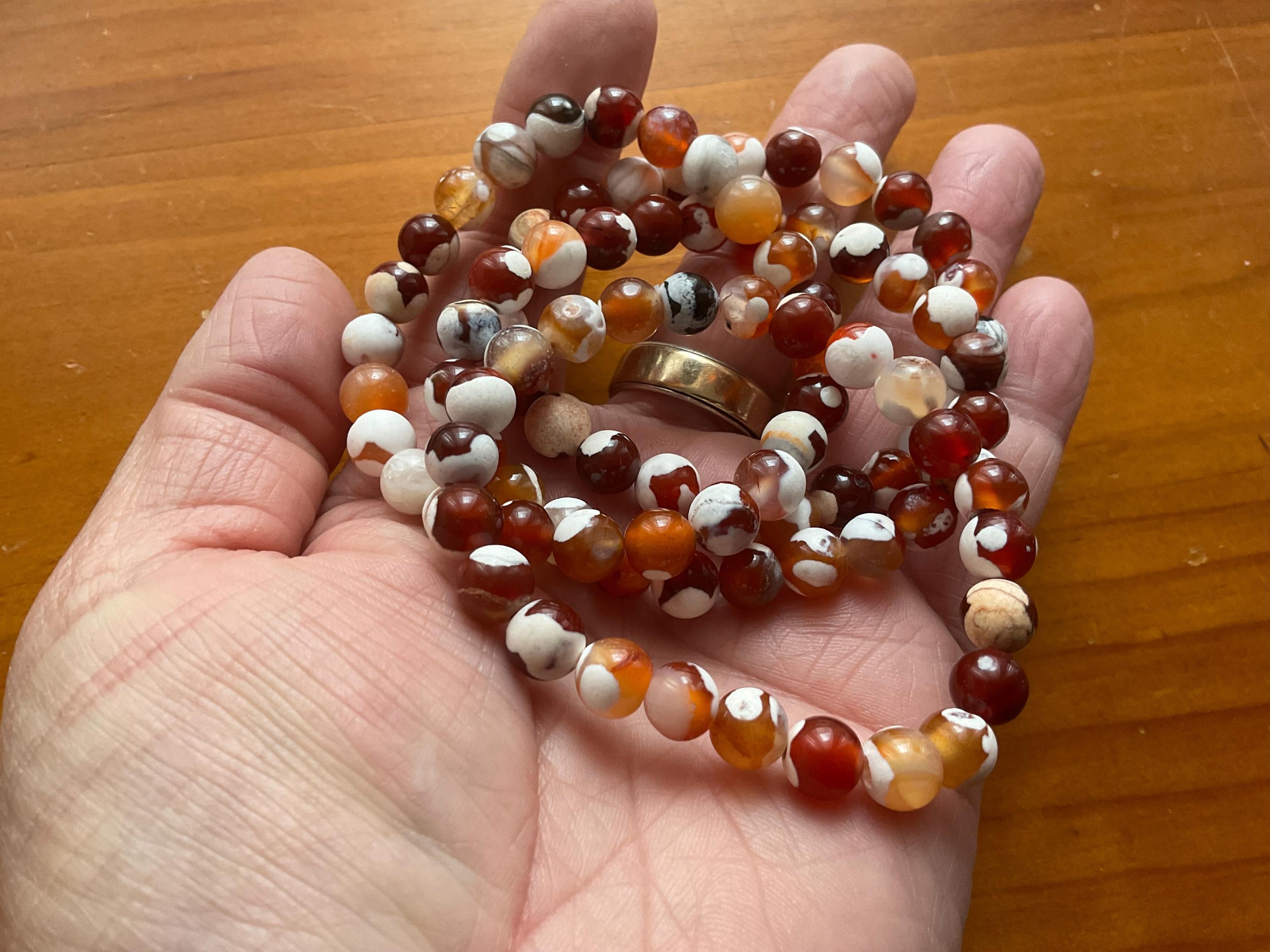 Carnelian Orca Agate 8mm Bead Bracelet