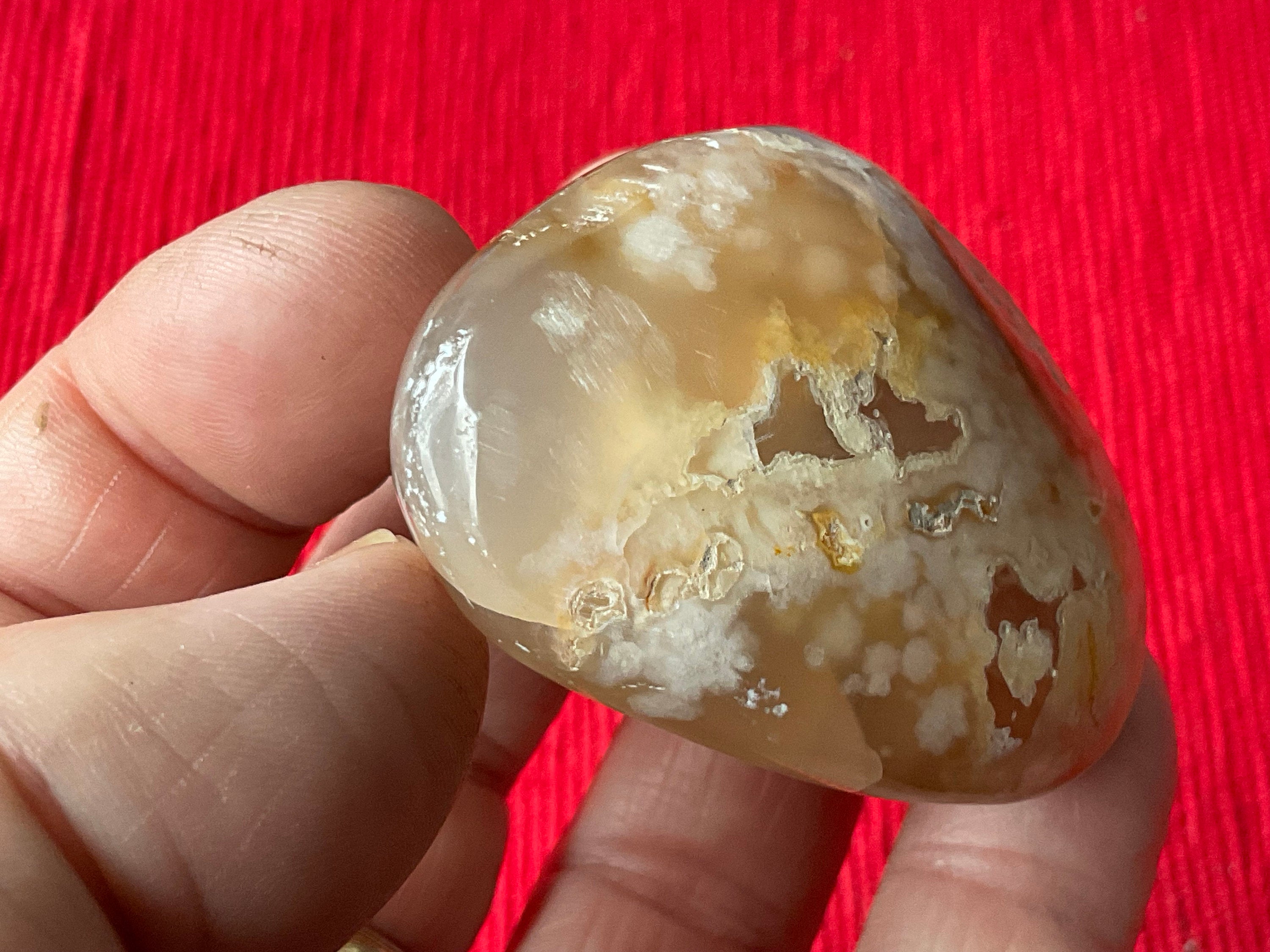 91g Flower Agate Palmstone 8A
