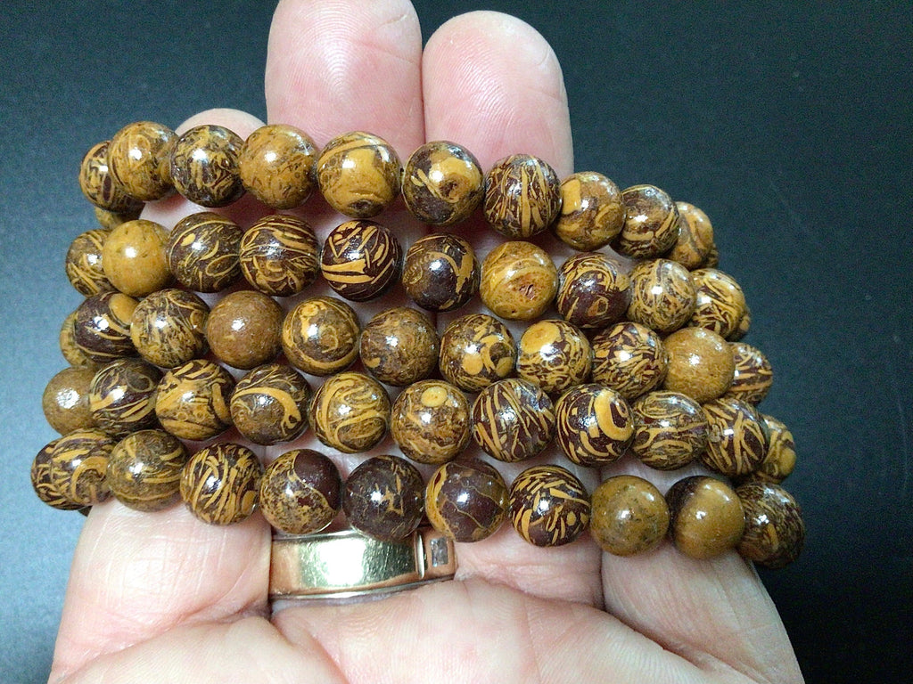 Calligraphy Stone 8mm Bead Bracelet