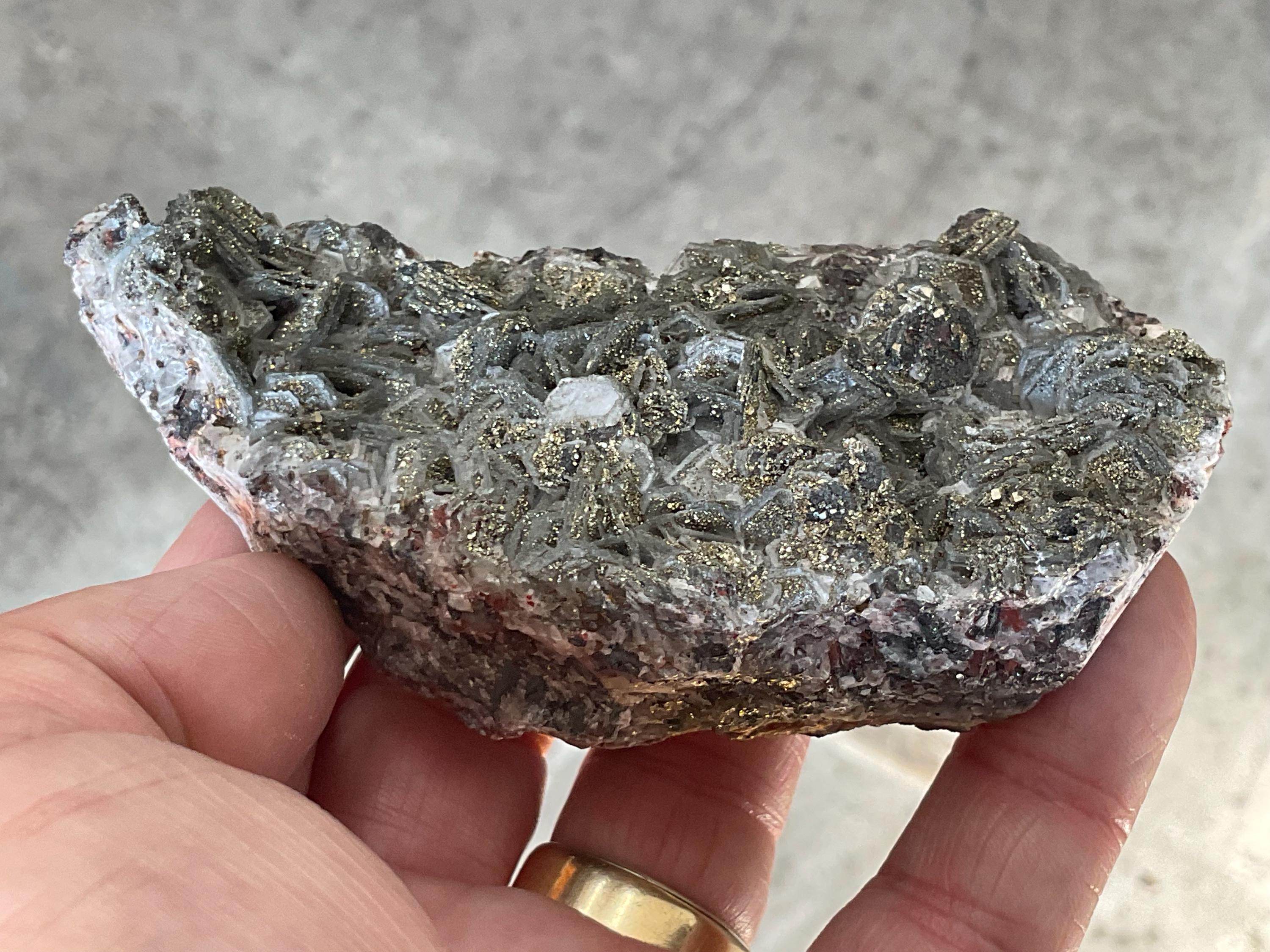 208g Pyrite encrusted Calcite on Limonite Quartz Specimen 2C from Fujian, China
