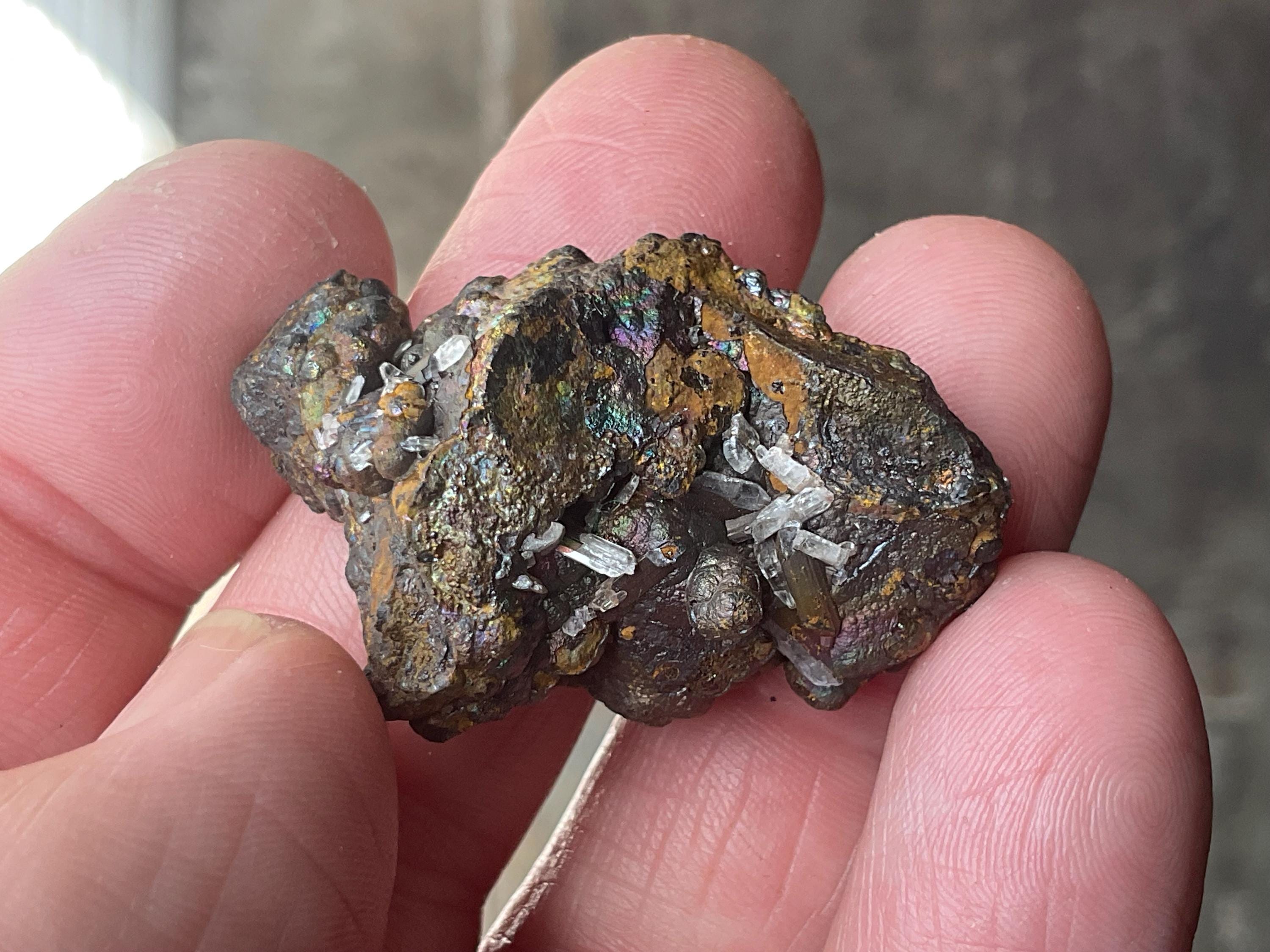 14g Iridescent Goethite/Limonite with Selenite Crystals Specimen 1C from Hubei, China