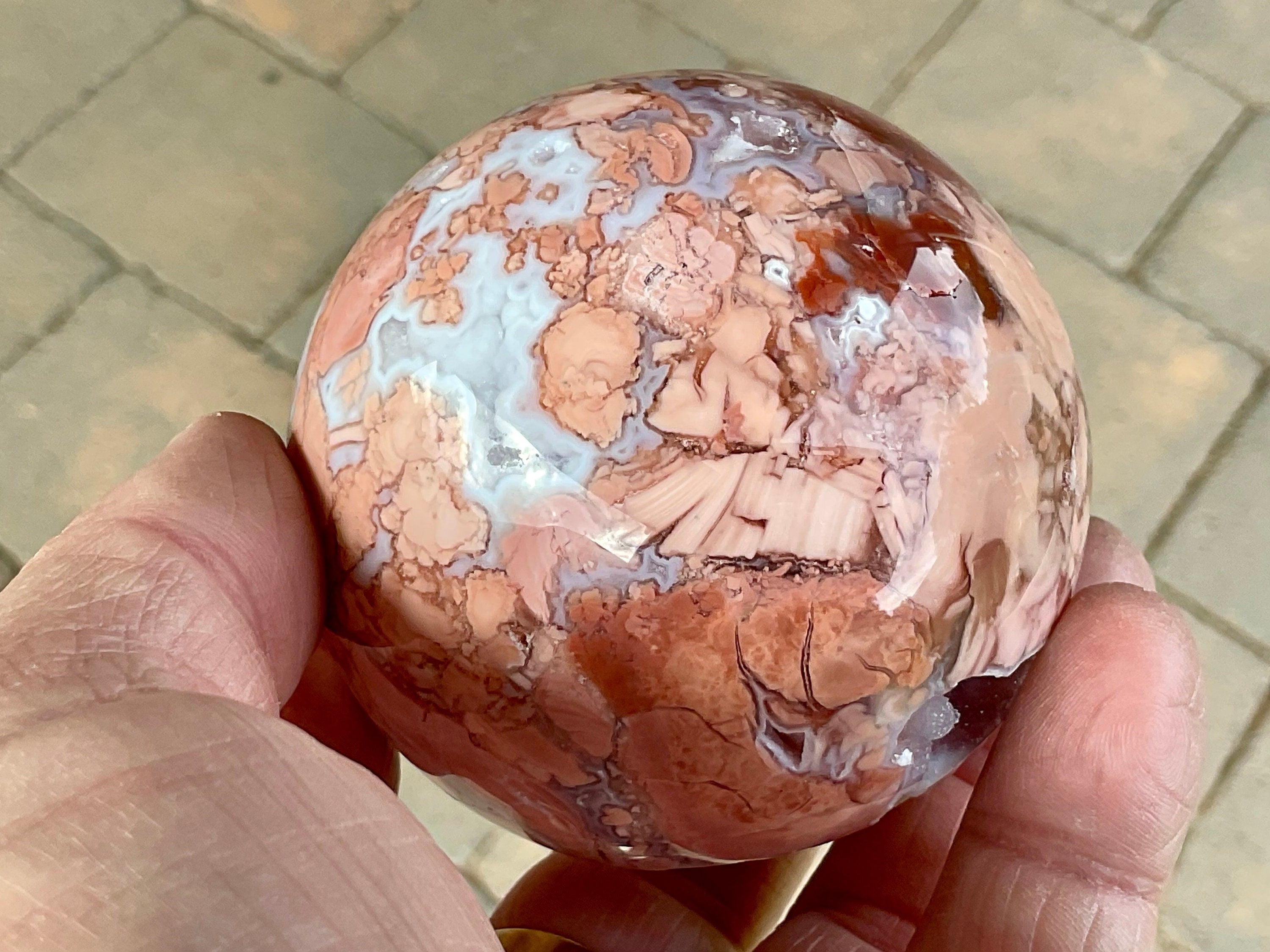 408g “Pink Petal Agate” Sphere A