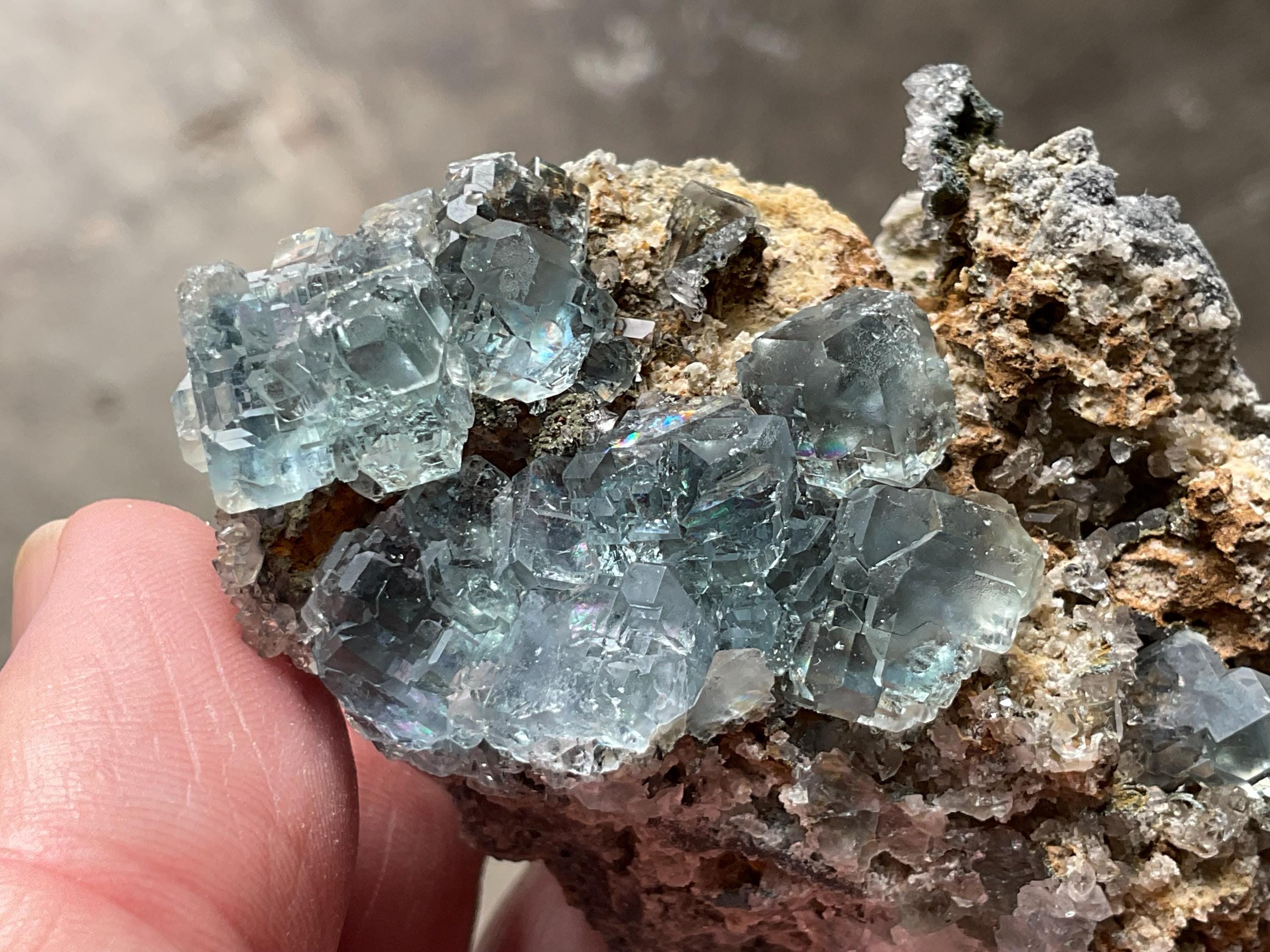 130g Blue/Green Fluorite on Quartz/Sphalerite Specimen 2A from Fujian, China