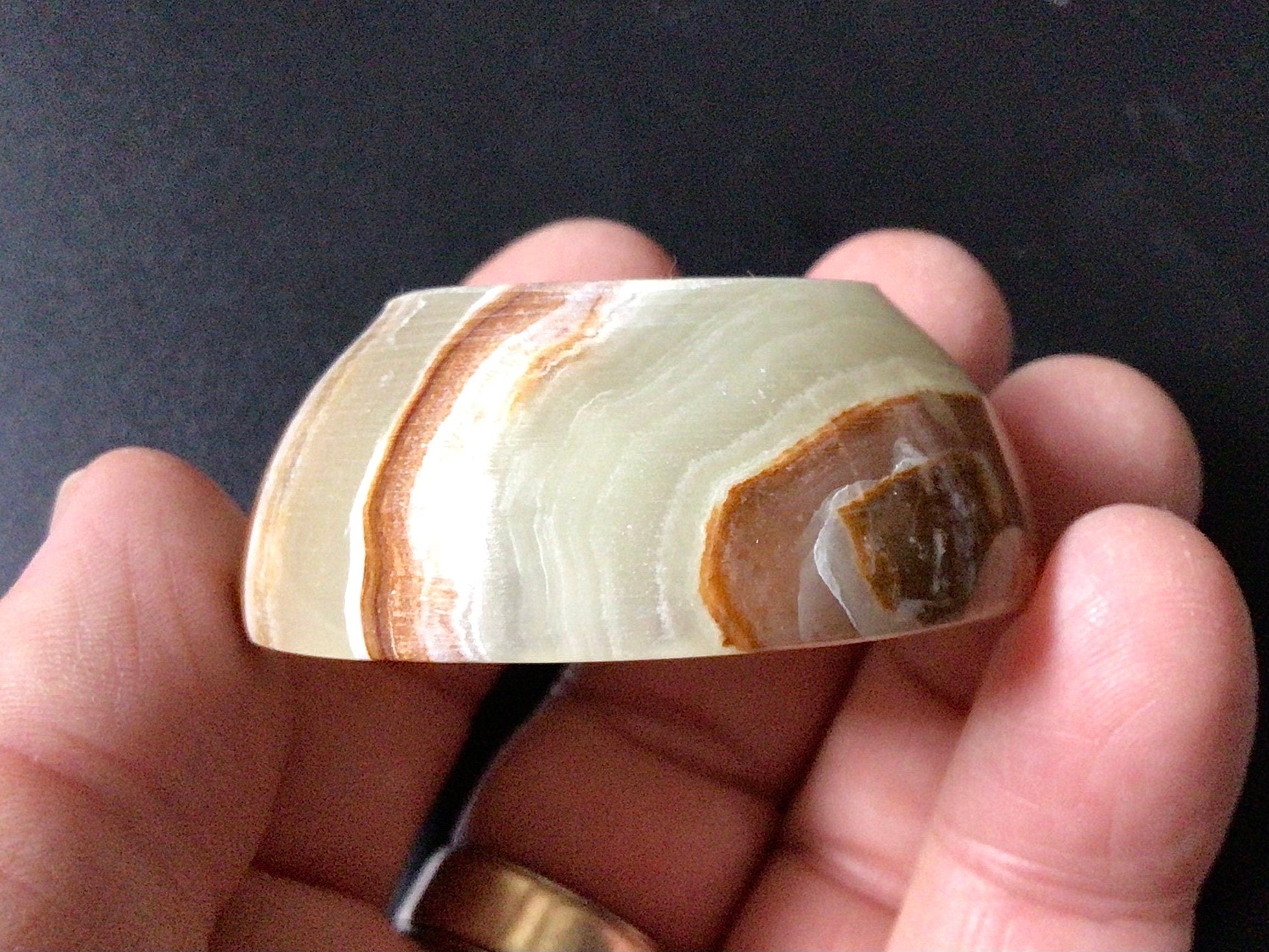 44g Banded Green Onyx Small Trinket Bowl 1E