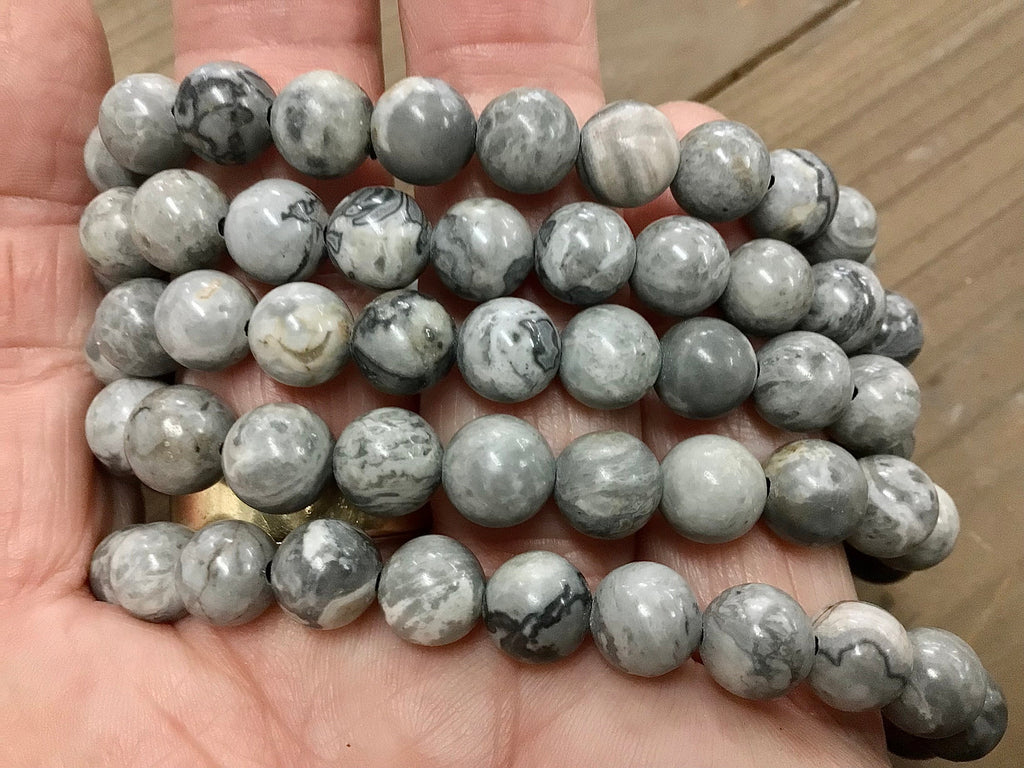 Map Stone Jasper 8mm Bead Bracelet