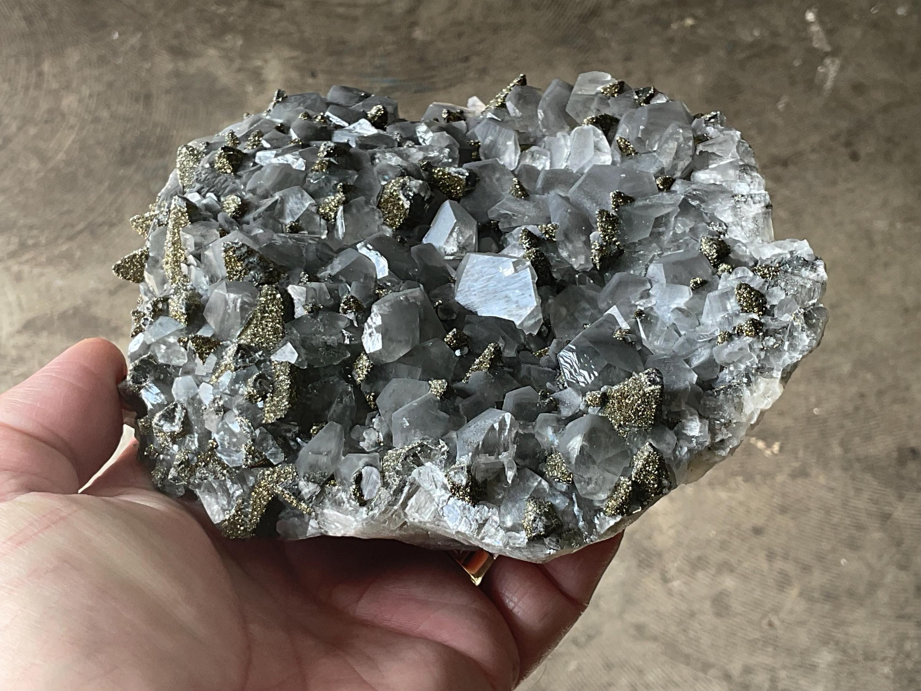 748g Black Phantom Calcite with Pyrite from Hubei, China