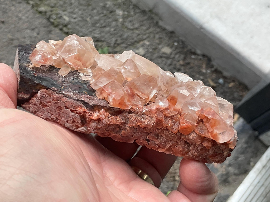 266g Blocky Calcite on Hematite Quartzite Specimen 3A from Hubei, China
