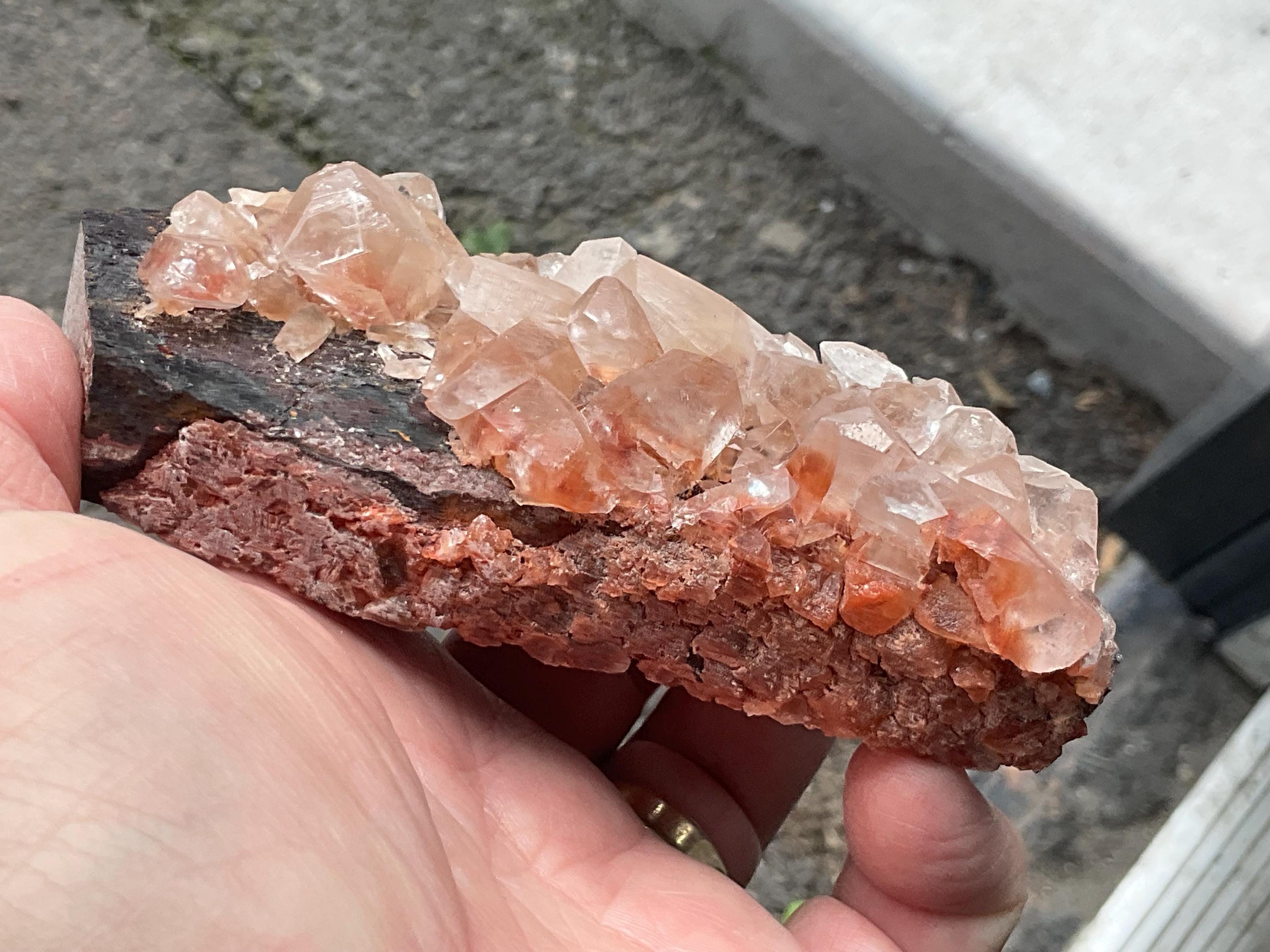 266g Blocky Calcite on Hematite Quartzite Specimen 3A from Hubei, China