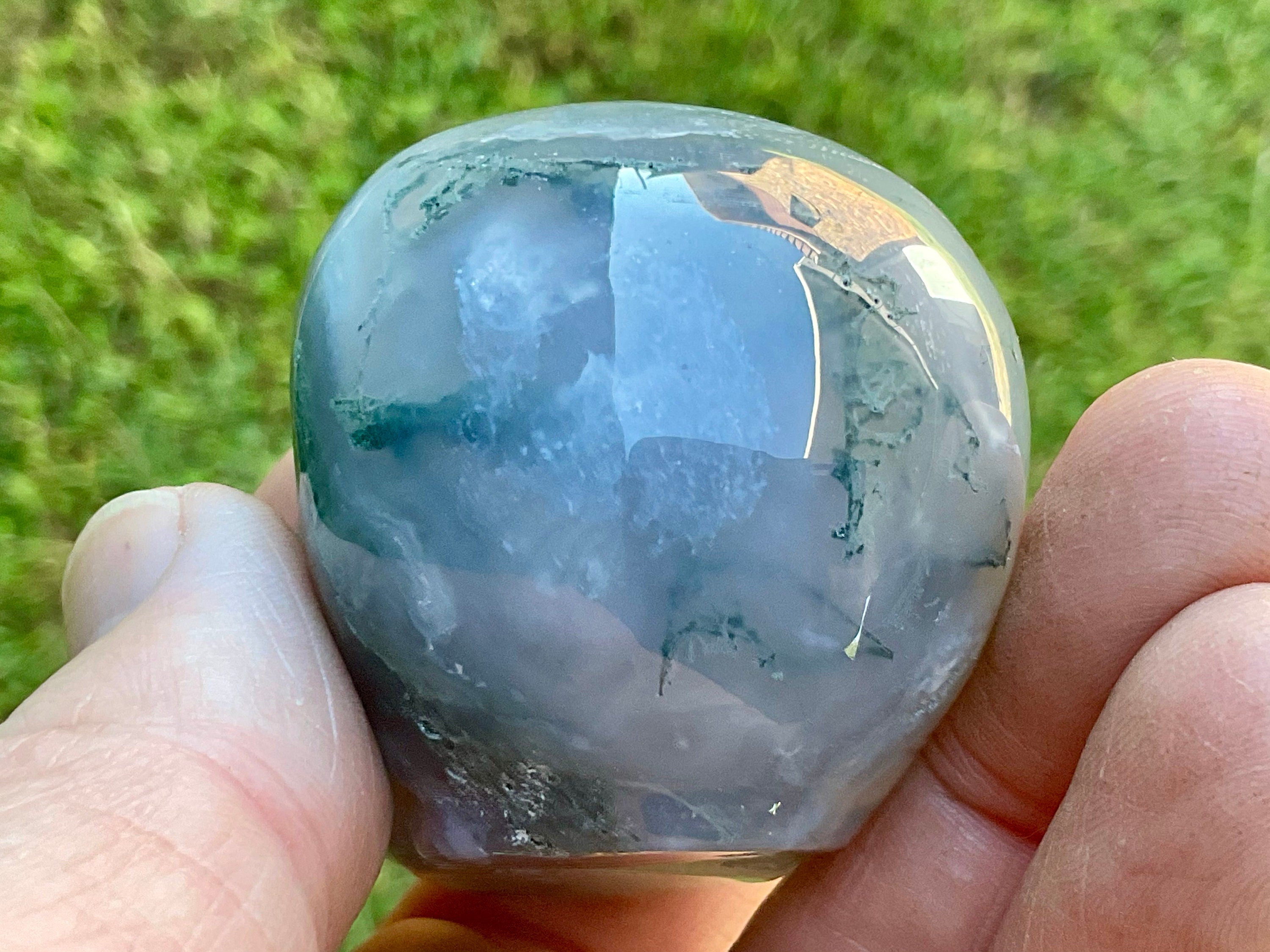 123g Moss Agate Skull 3B