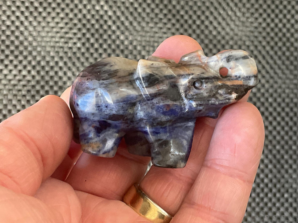 Sodalite Elephant Carving