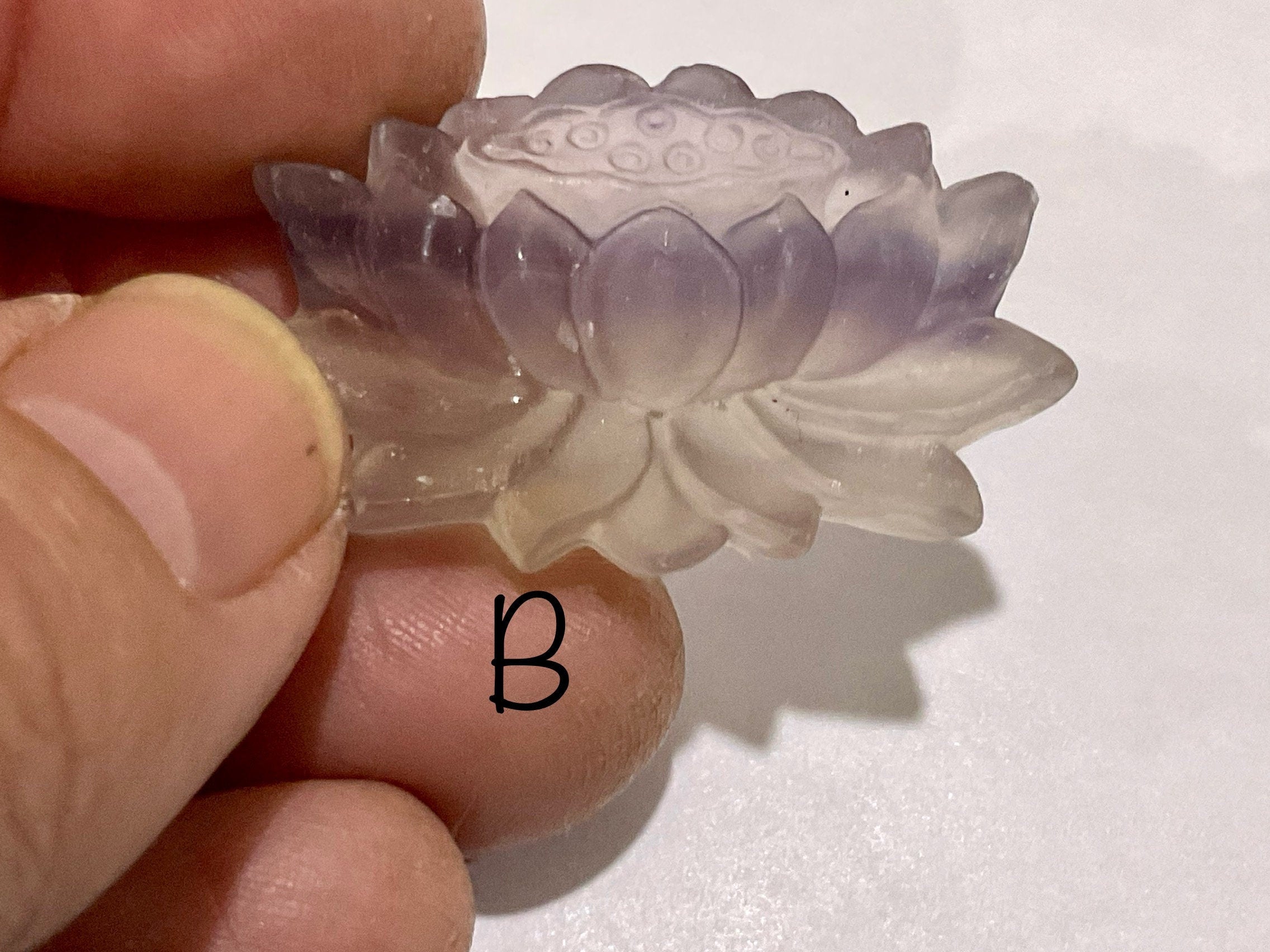 Matt Finish Rainbow Fluorite Lotus Flower Carving Group 2