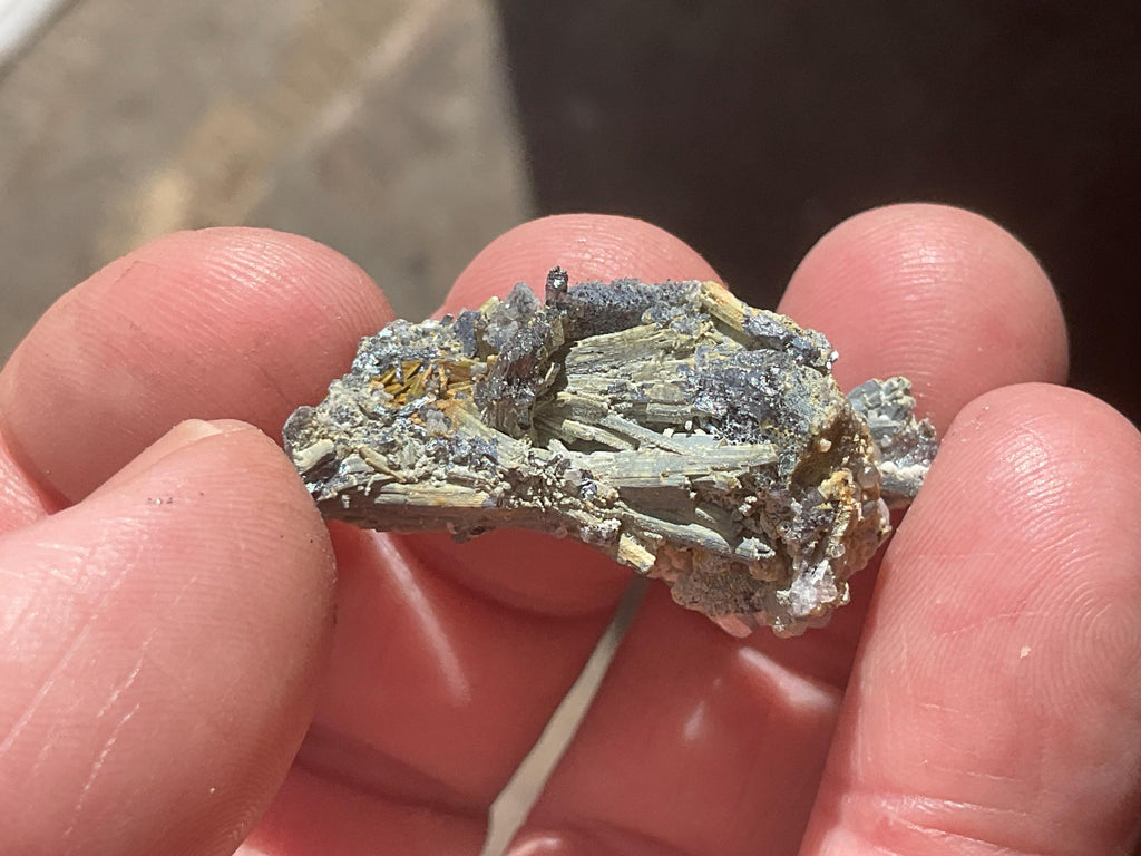 8g Botryoidal Fluorite with Valentinite on Stibnite Specimen 3B from Jiangxi, China