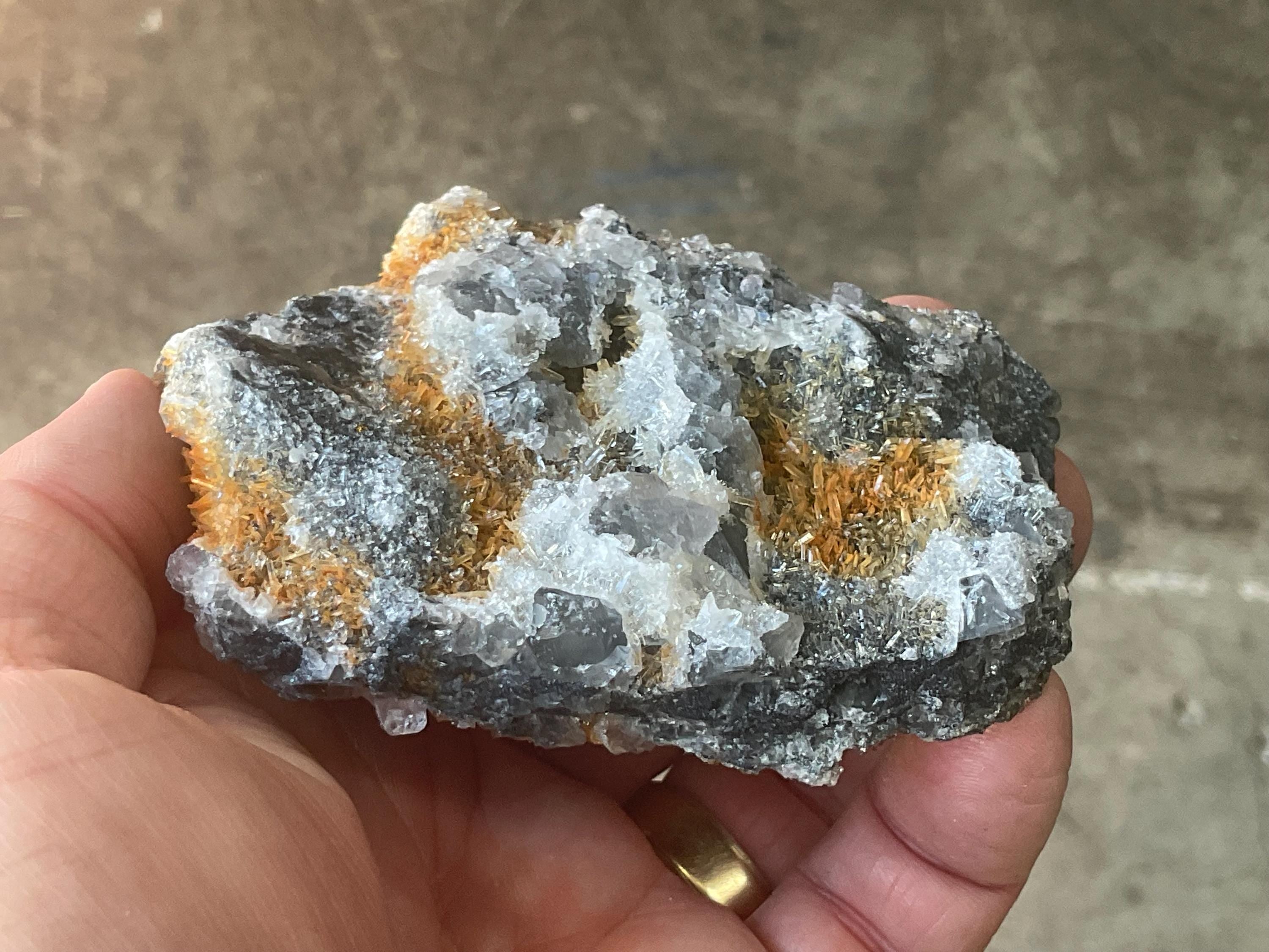 172g Hematite Stained Needle Quartz with Fluorite Specimen 2B from Fujian, China