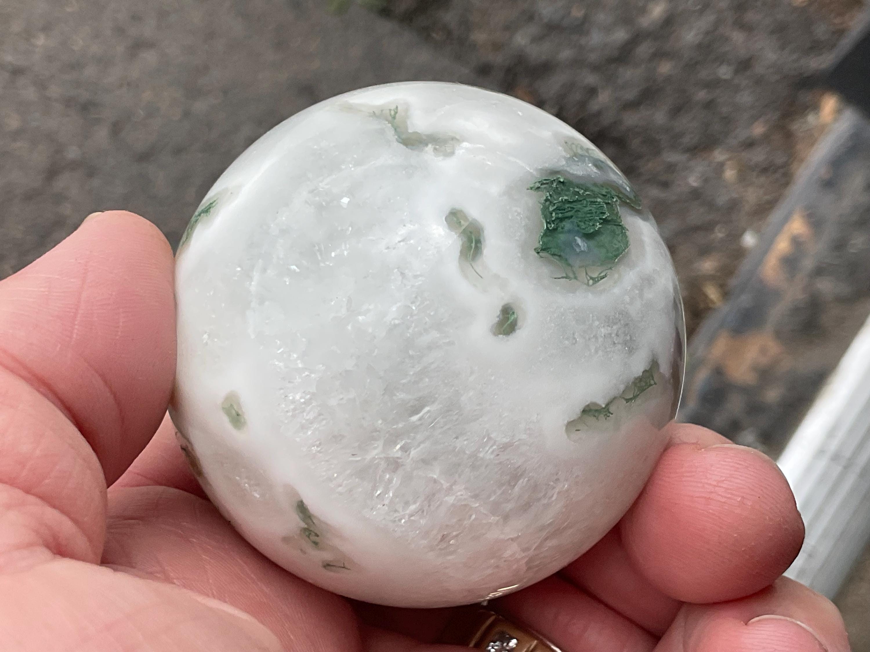 216g Moss Agate Sphere 4B