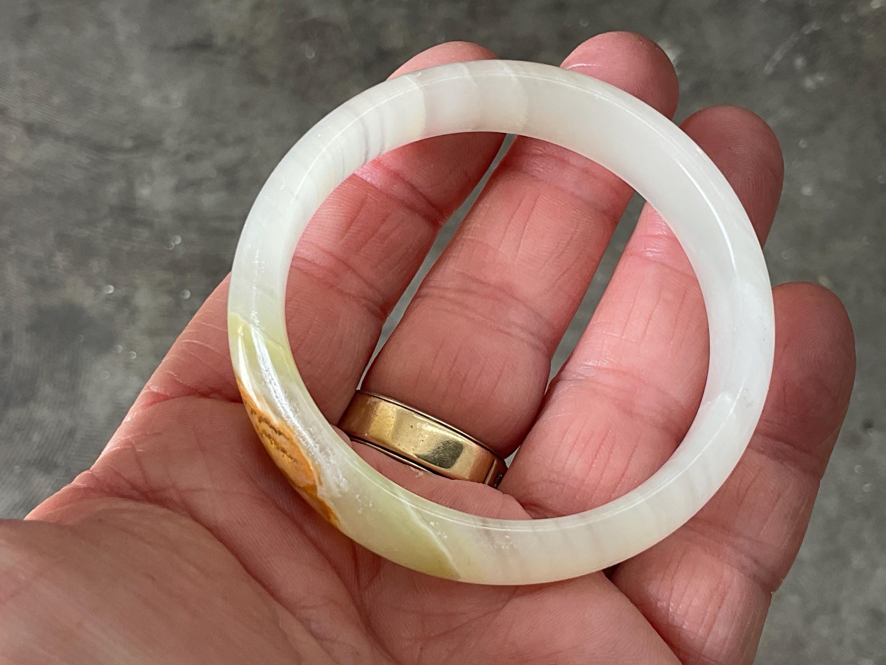 40g Small Green Banded Onyx Solid Bangle 2A