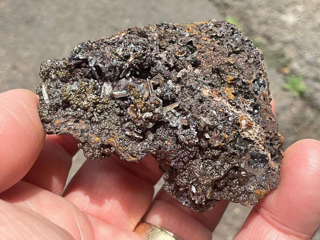 70g Iridescent Goethite/Limonite with Selenite Crystals Specimen 6A from Hubei, China