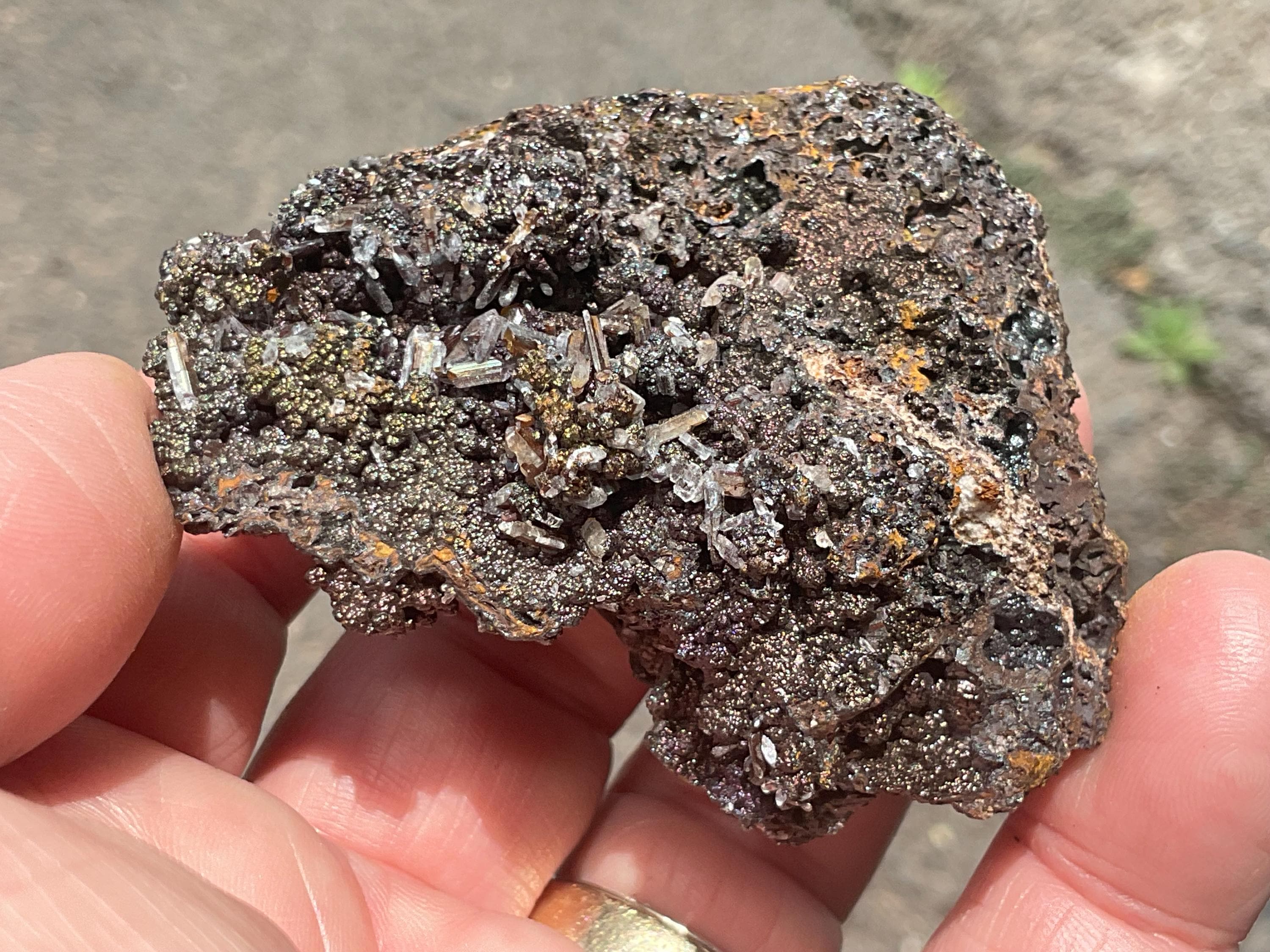 70g Iridescent Goethite/Limonite with Selenite Crystals Specimen 6A from Hubei, China