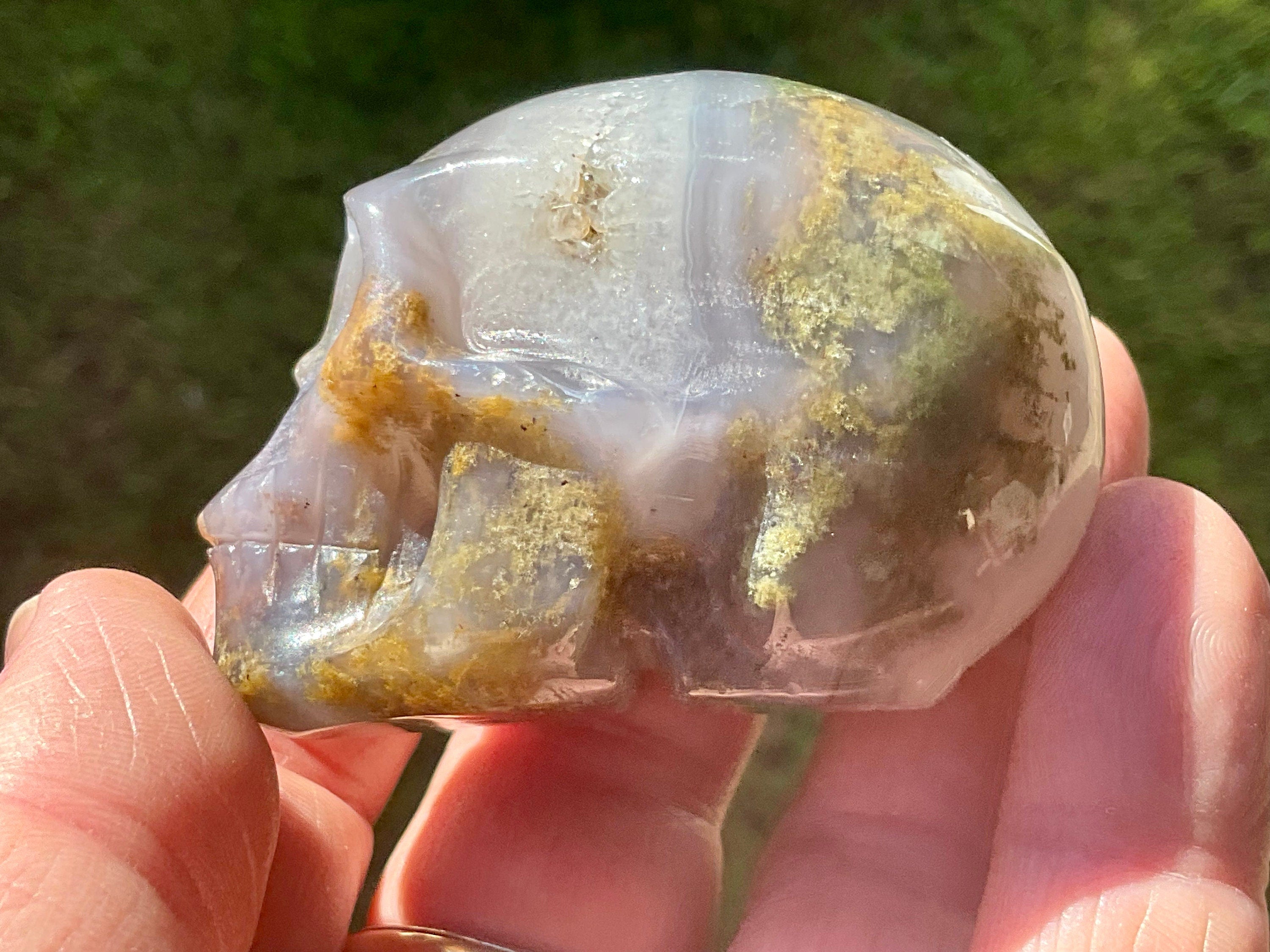 137g Moss Agate Skull 3C