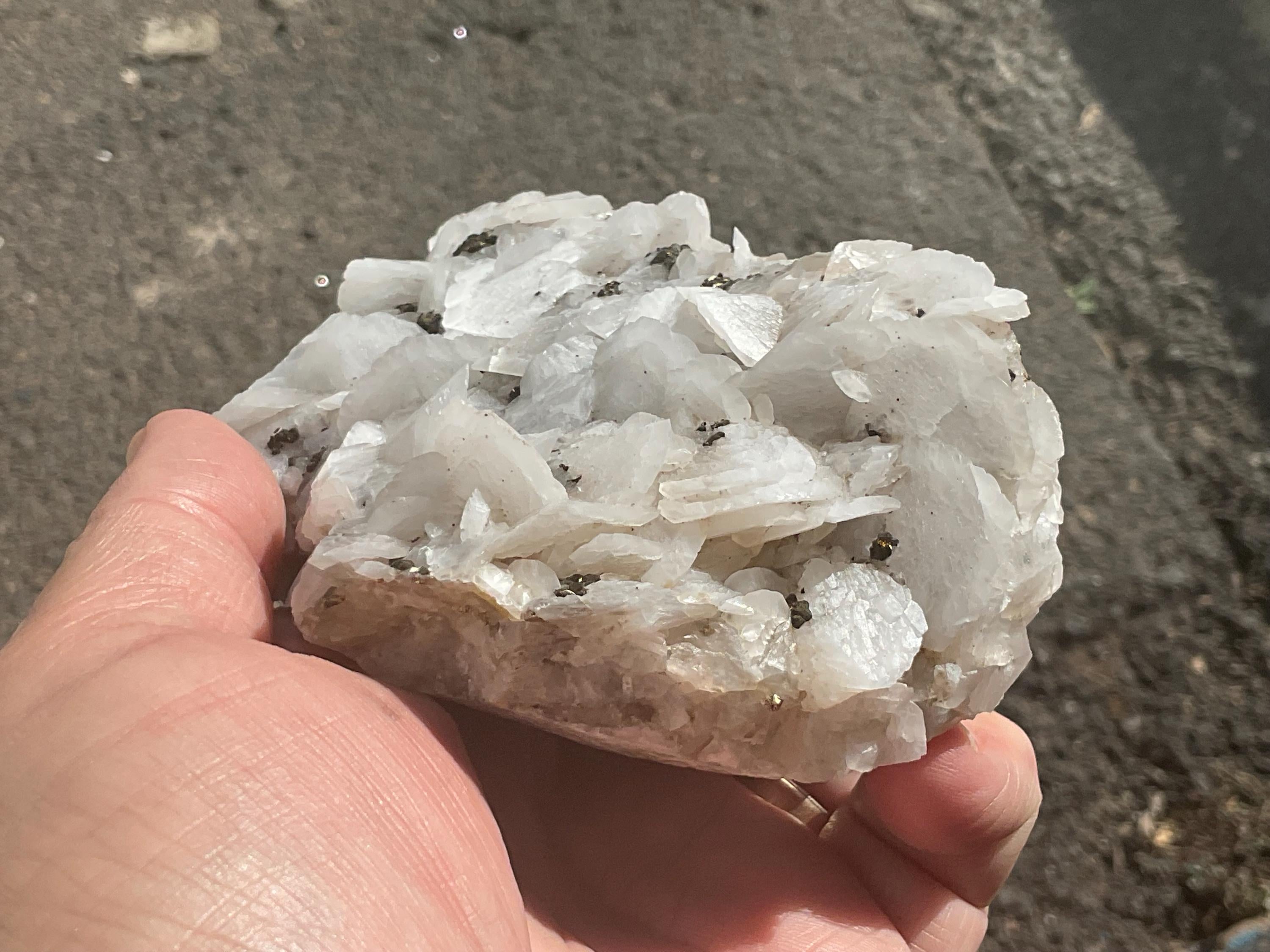 422g Pyrite on Calcite Specimen C from Hunnan, China