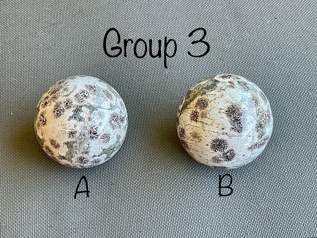 250g Green Cherry Blossom Jasper Sphere 3B
