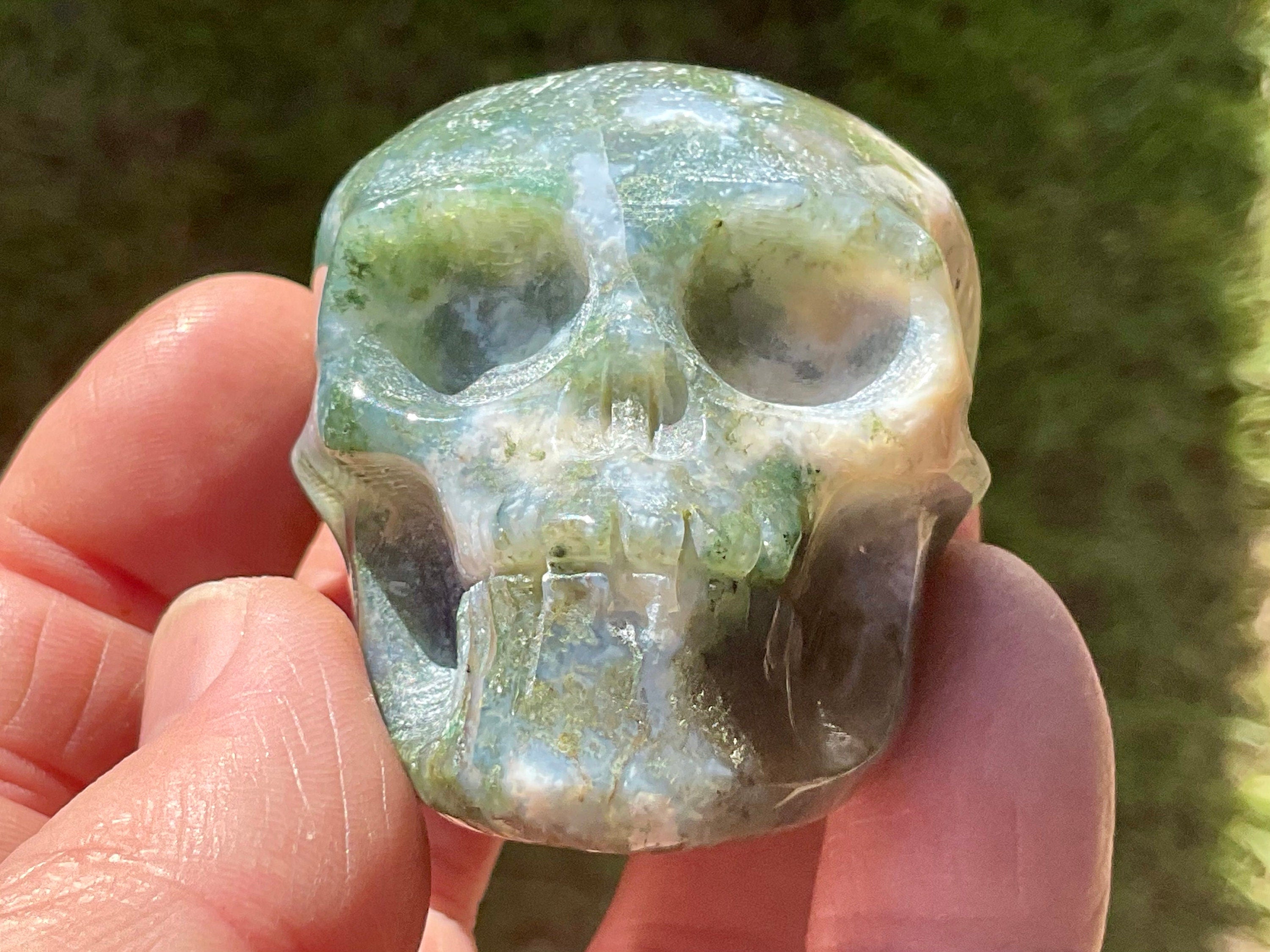 138g Moss Agate Skull 2B