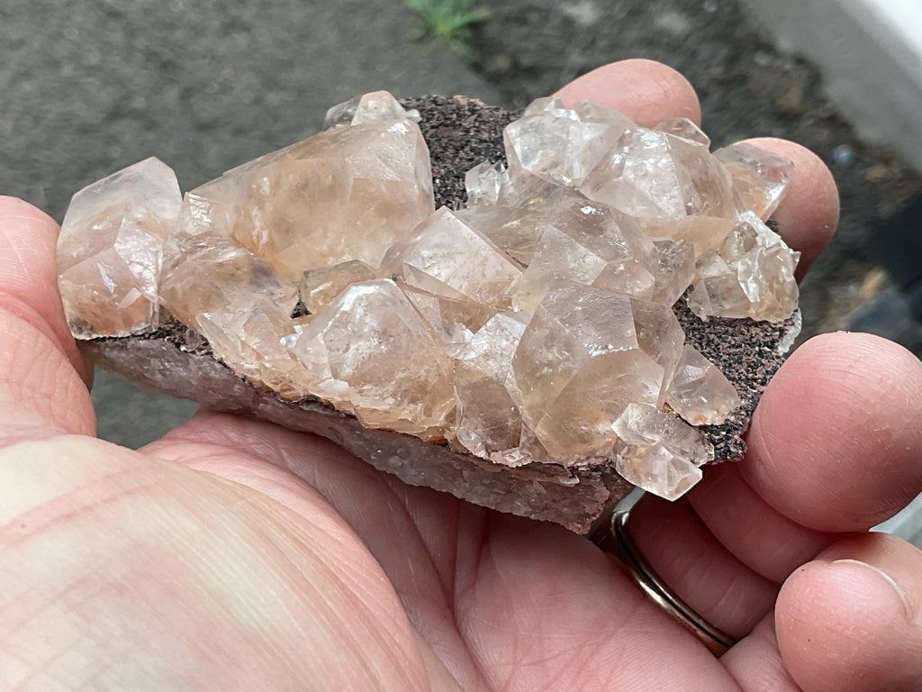 134g Blocky Calcite on Hematite Quartzite Specimen 1A from Hubei, China