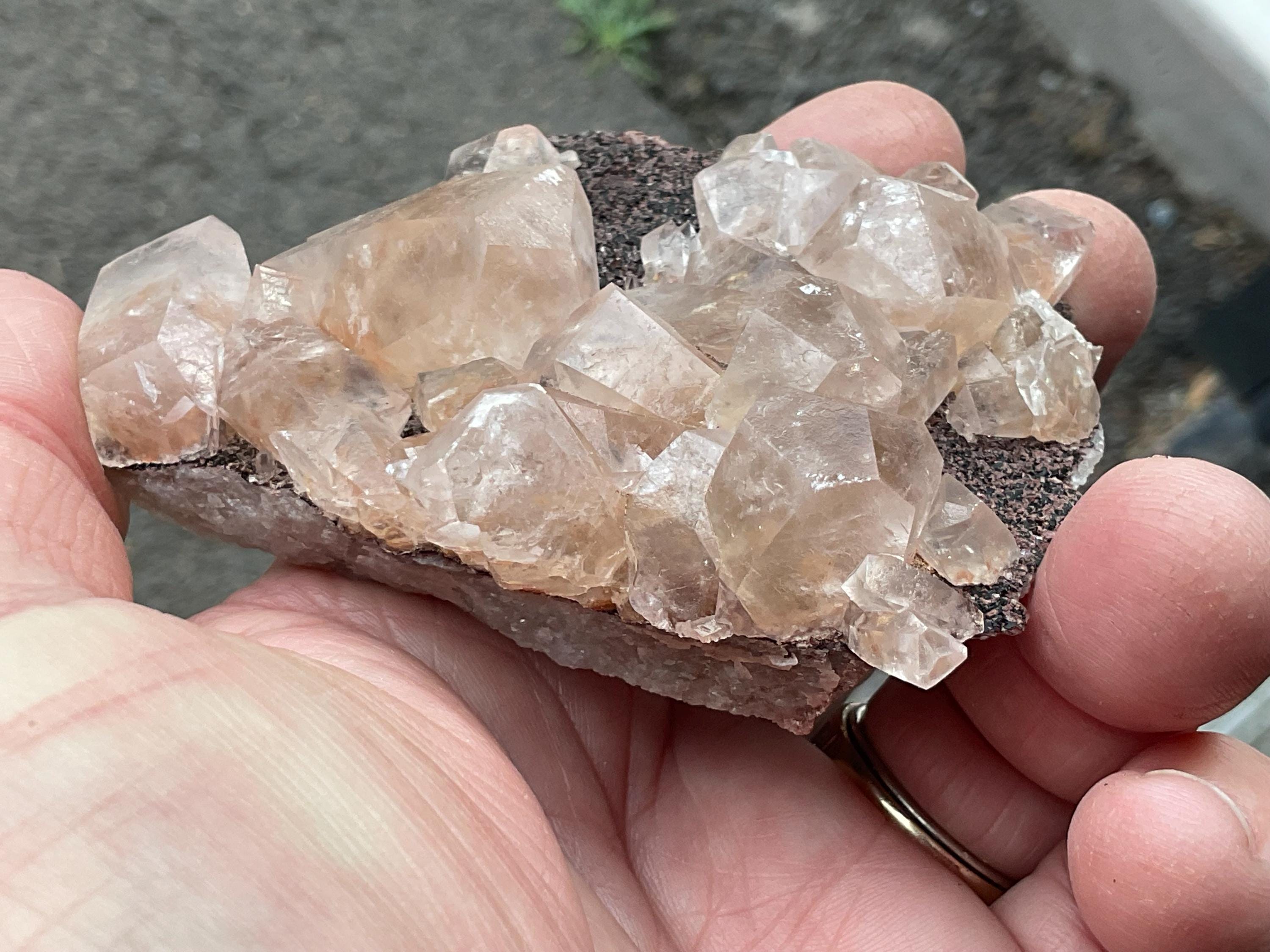 134g Blocky Calcite on Hematite Quartzite Specimen 1A from Hubei, China