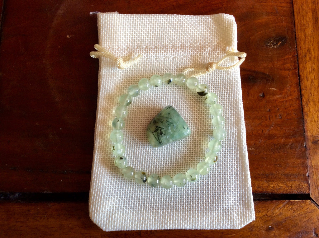 8mm Prehnite with Epidote Bracelet