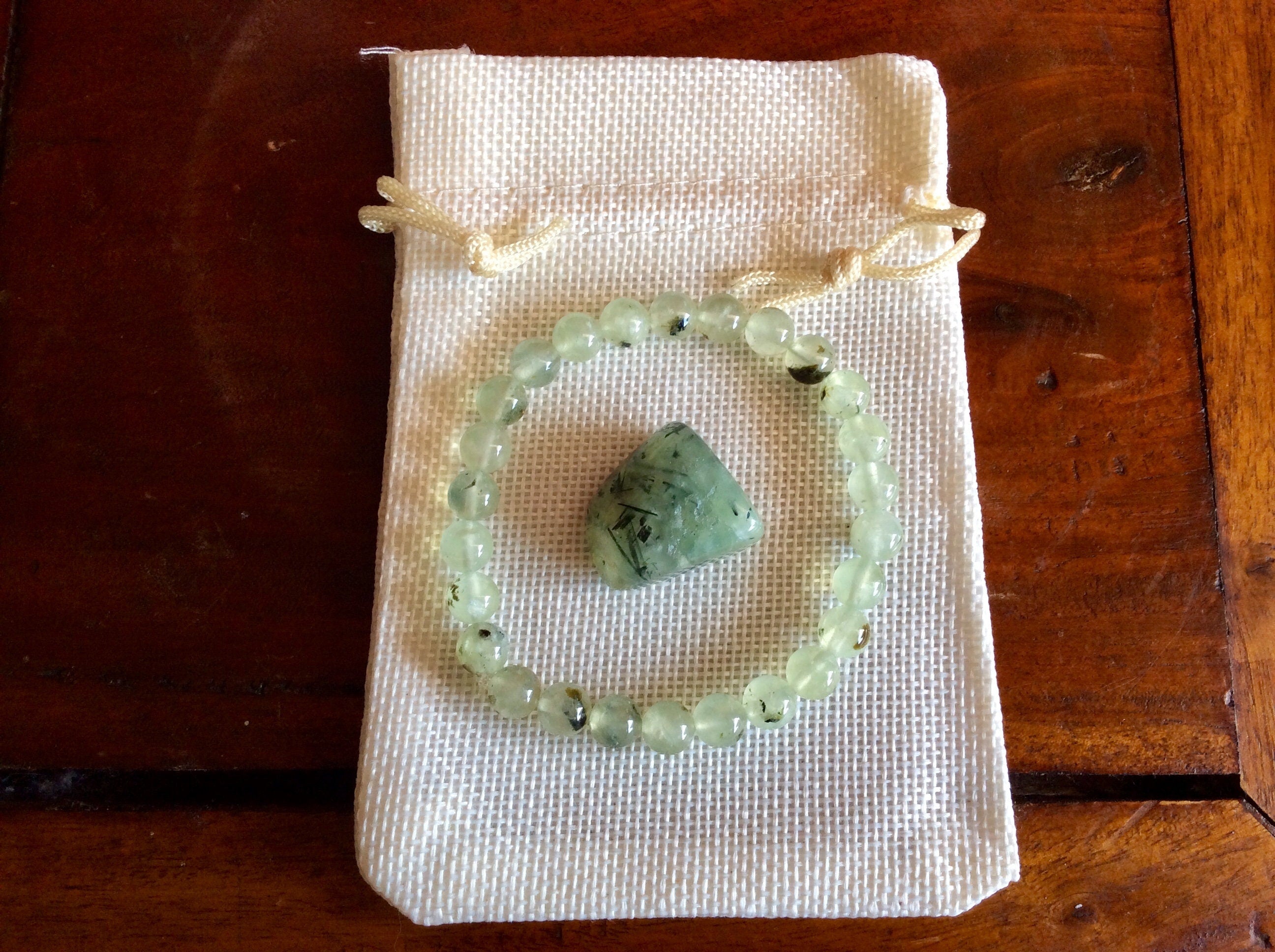 8mm Prehnite with Epidote Bracelet