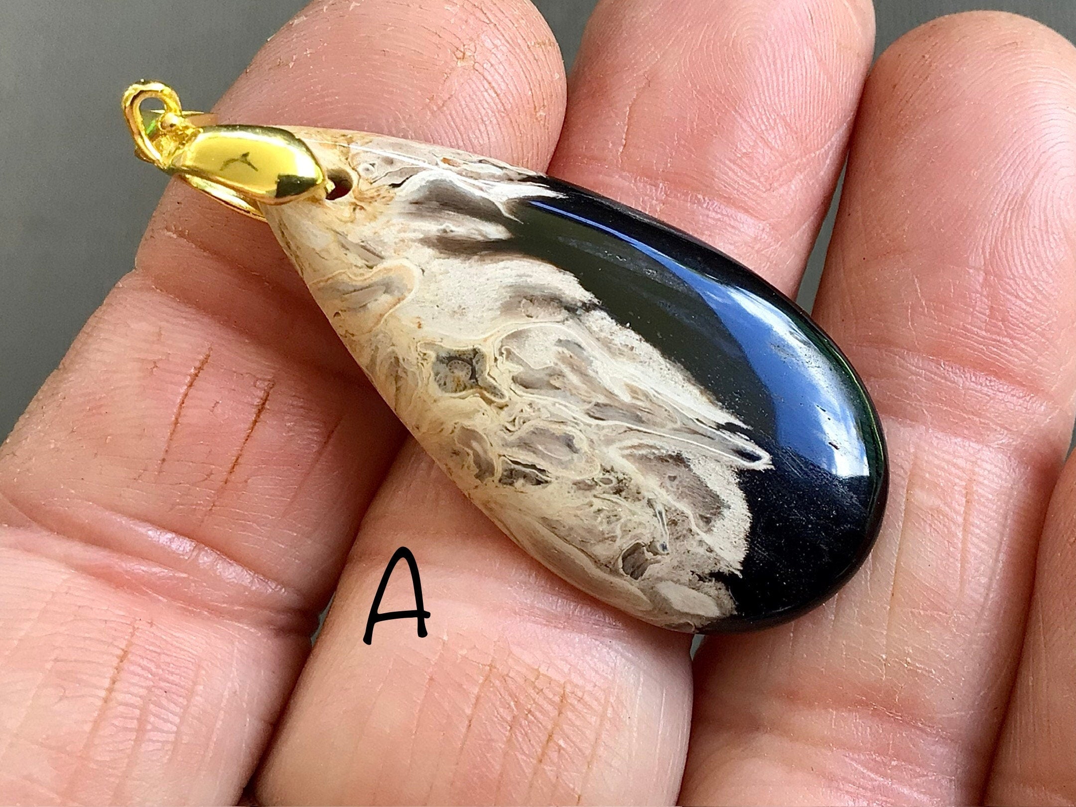 Indonesian Fossilised Palm Tree Pendants  3A