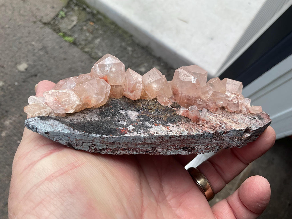278g Blocky Calcite on Hematite Quartzite Specimen 3B from Hubei, China