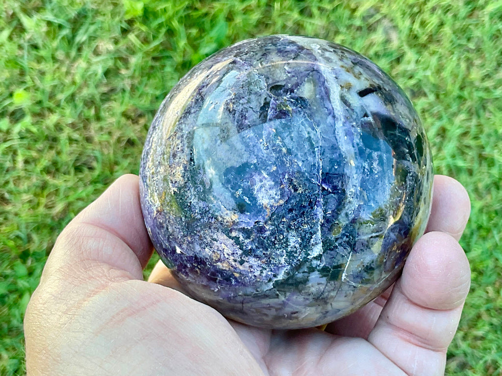 700g (Repaired) Brecciated Fluorite Sphere 4A