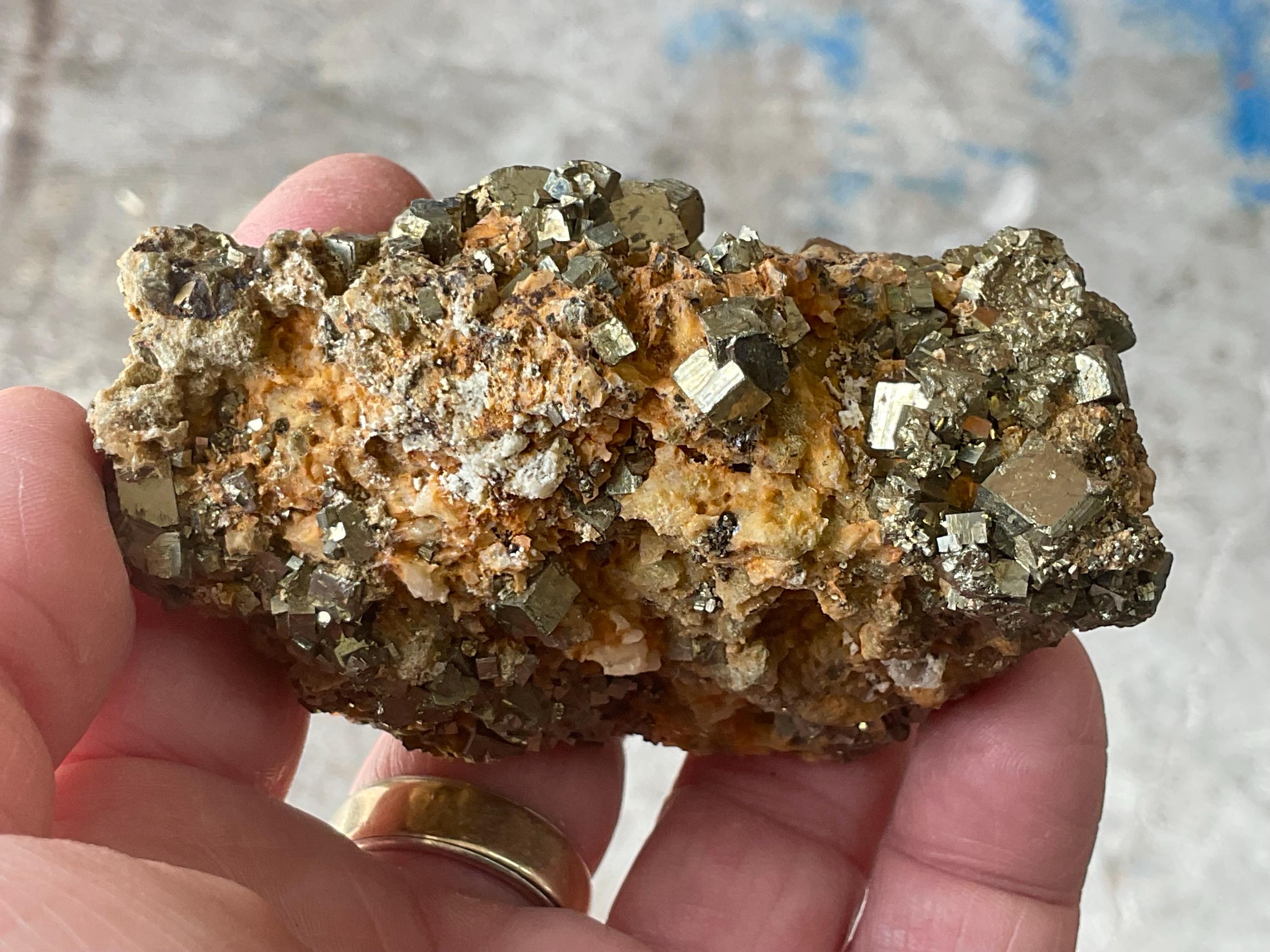 322g Chinese Pyrite with Quartz on Matrix Specimen E