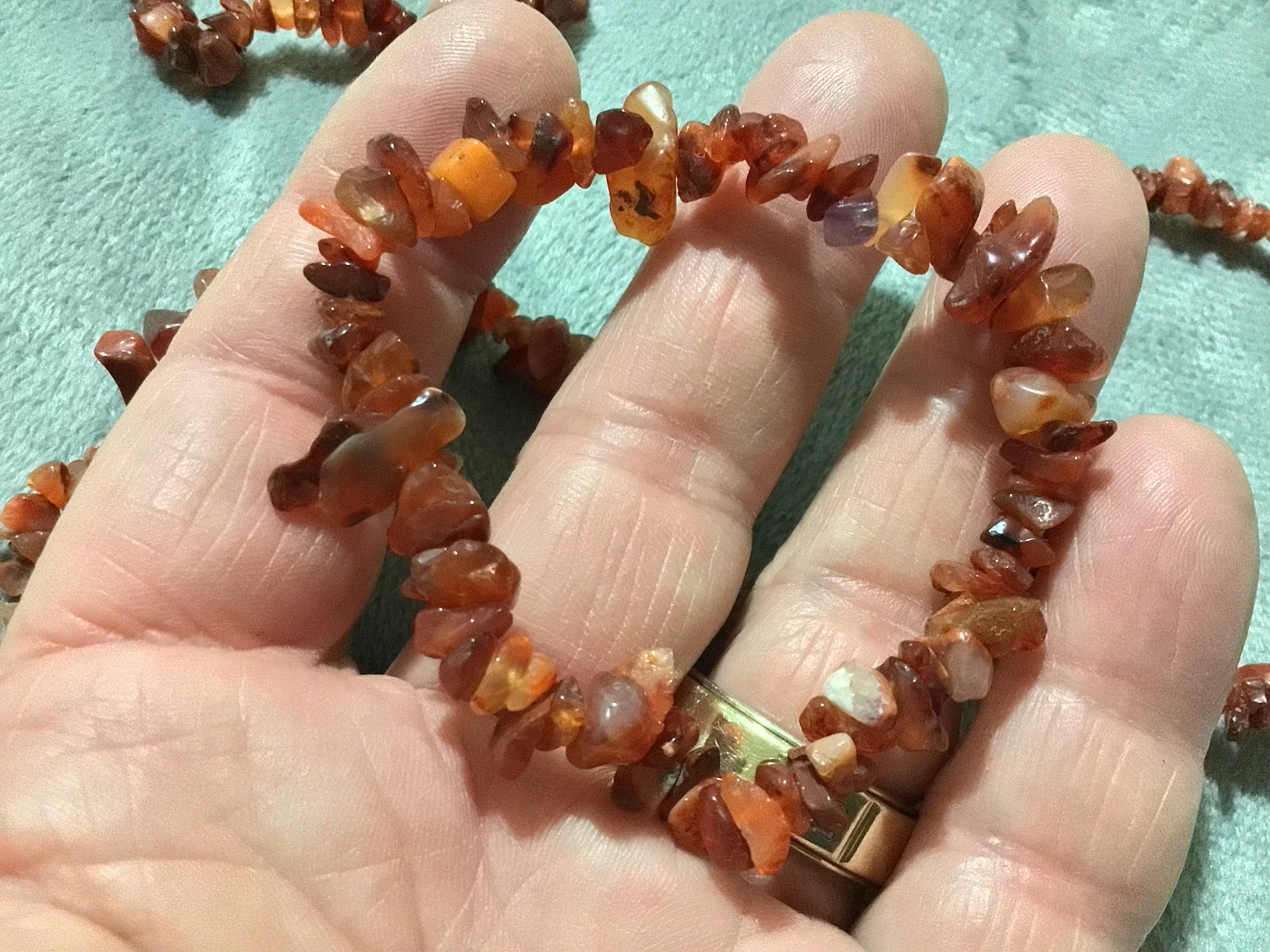 Carnelian Stone Chip Bracelet