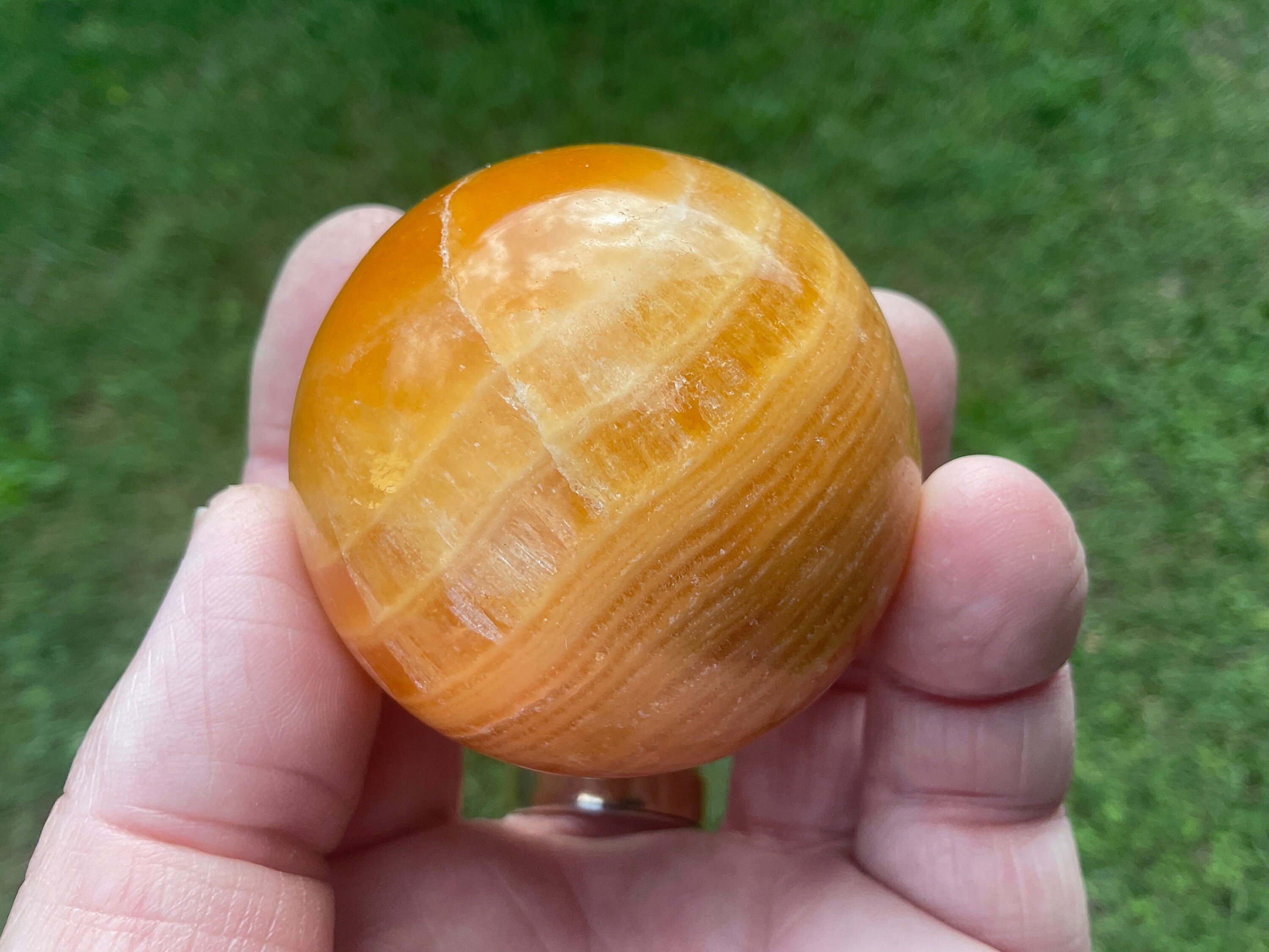 196g “Orange Fire Calcite” Sphere 1B