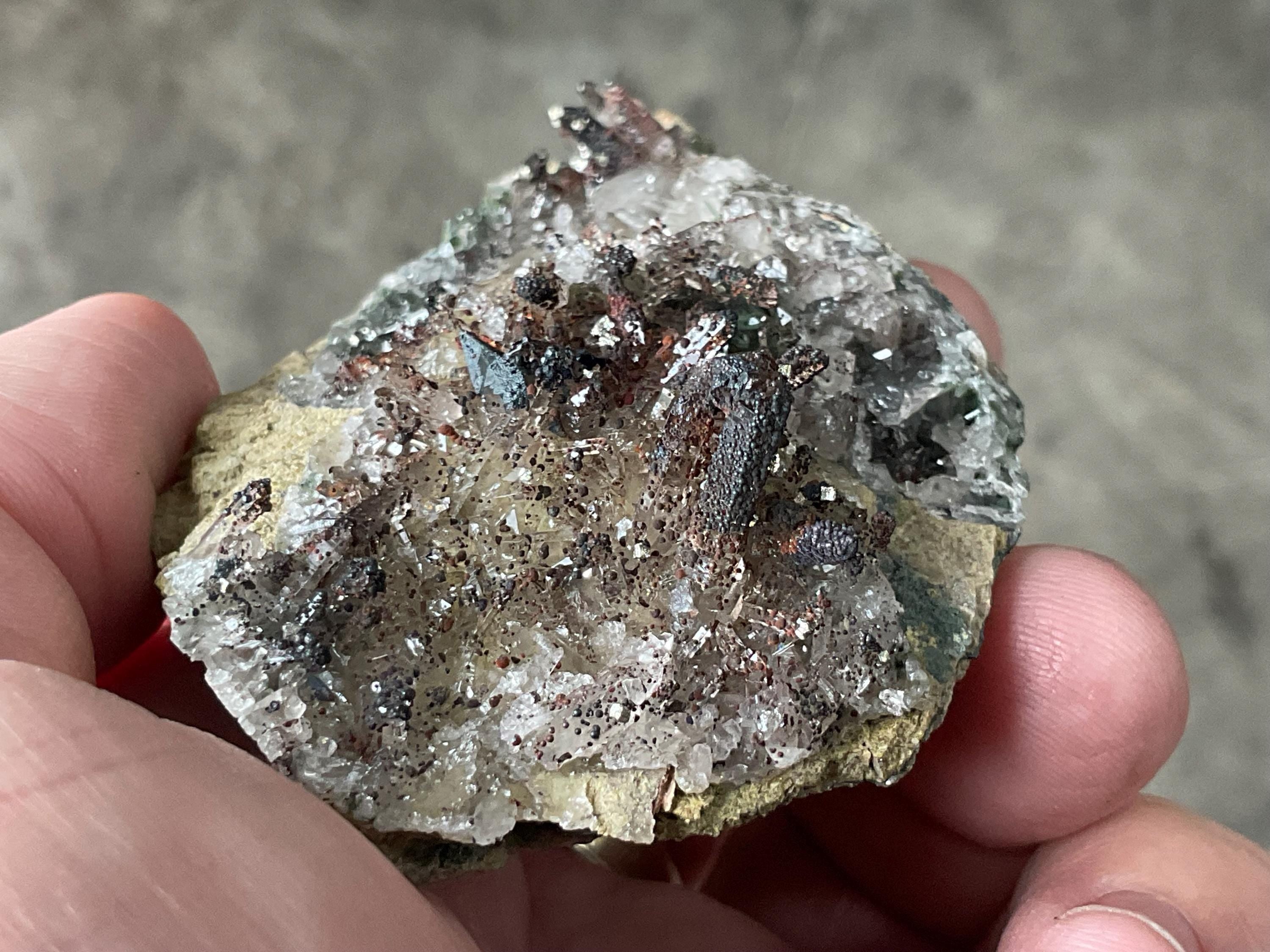 144g Quartz, Hematite and Chlorite Included Quartz Cluster C from Fujian, China