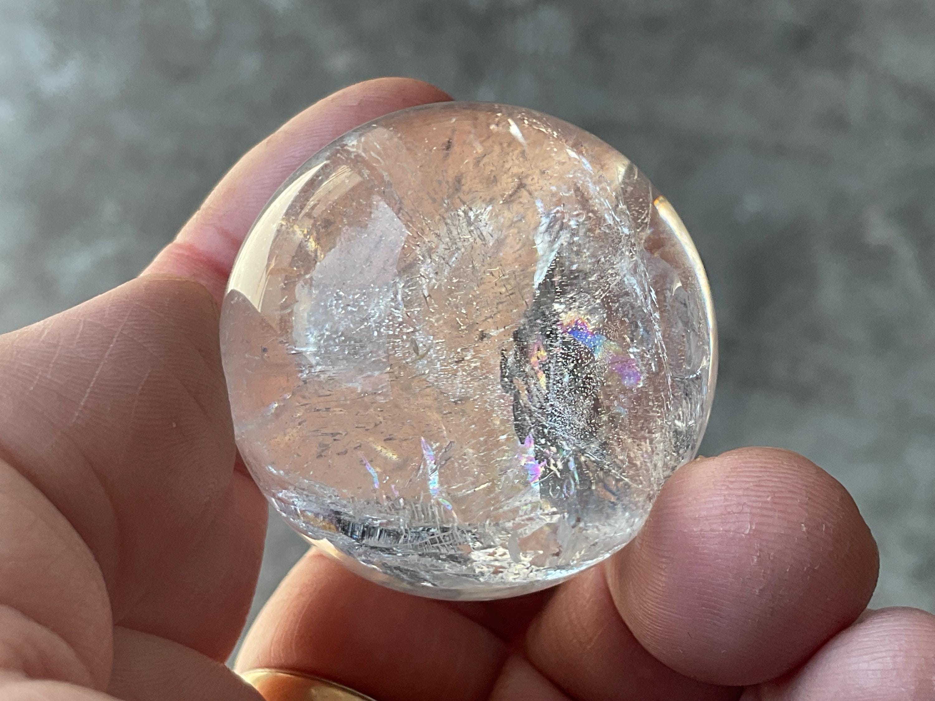 78g Clear Quartz Sphere with Rainbows 3A