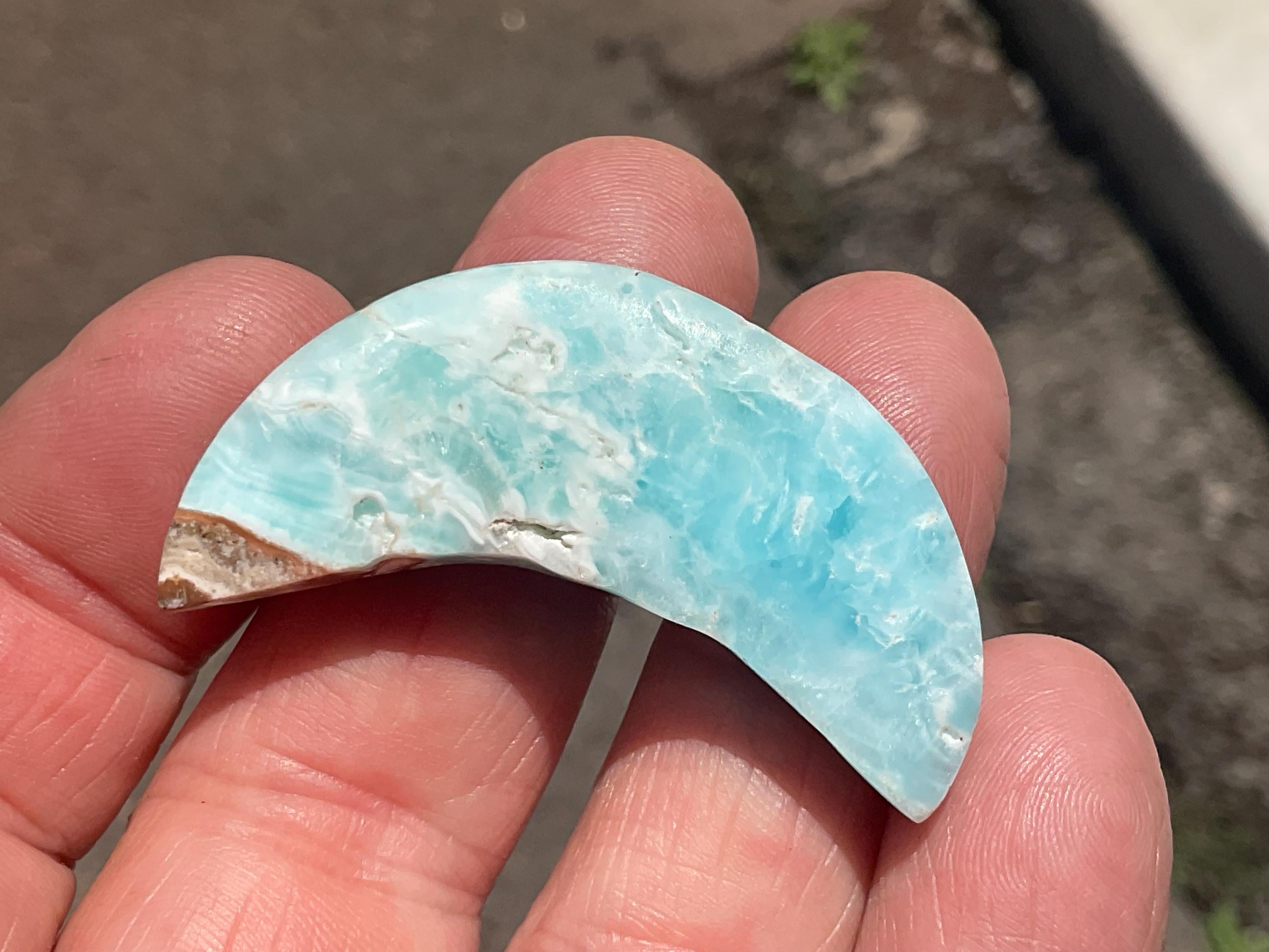 16g “Caribbean Blue” Calcite Crescent Moon