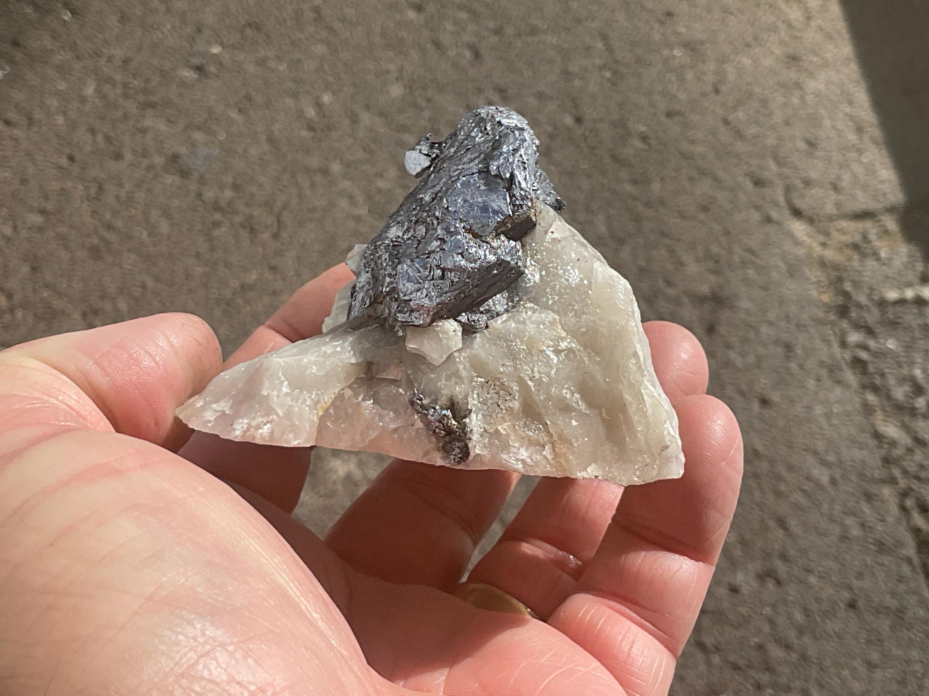 210g Base Cut Australian Molybdenite on Quartz Specimen