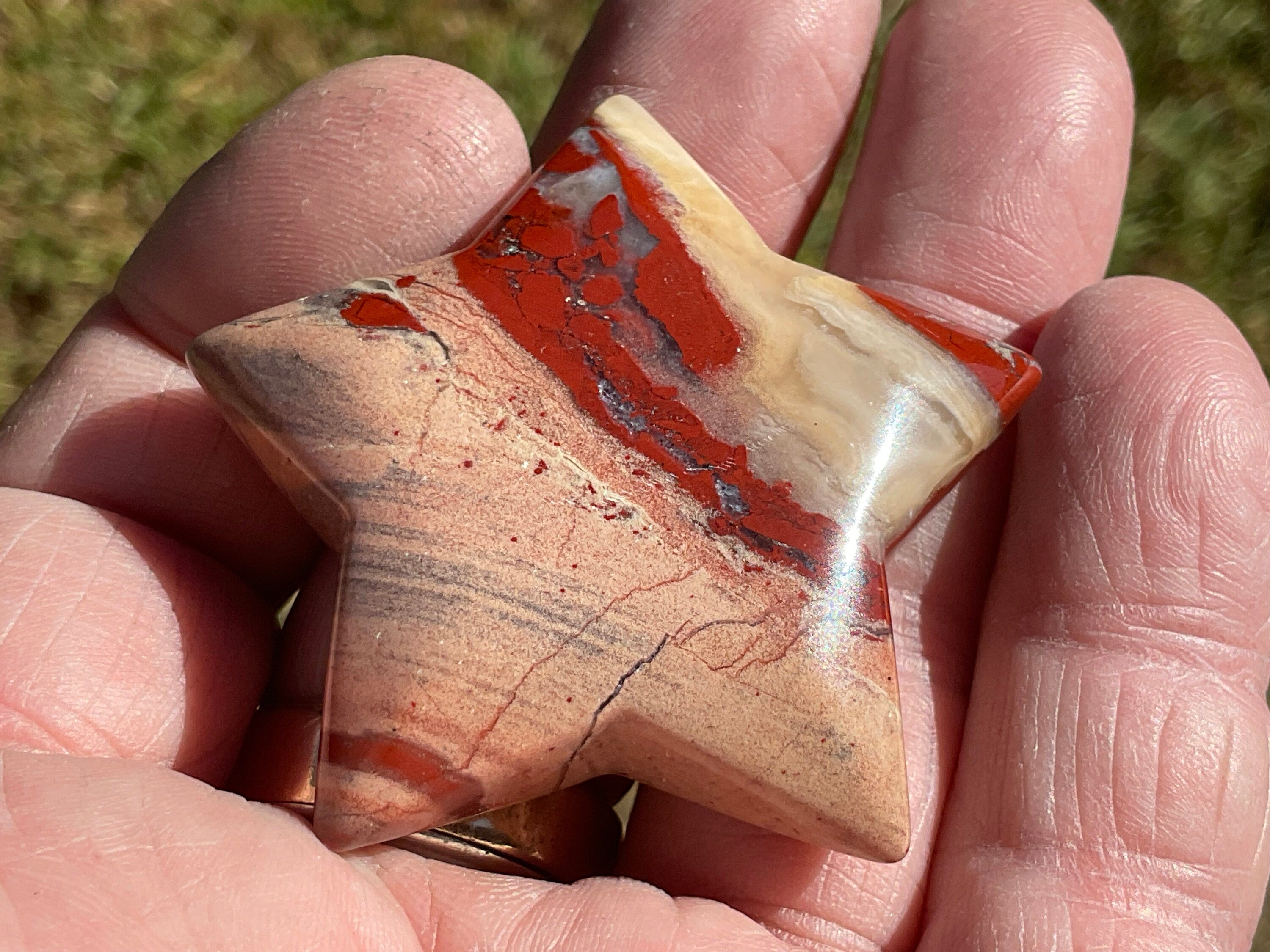 40g Brecciated Red Jasper with Chalcedony Star 3A