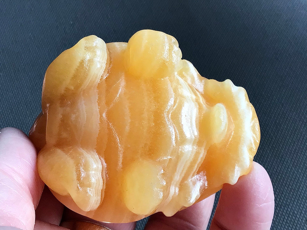 204g Orange Banded Calcite Dragon Turtle Carving