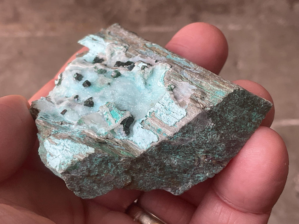 98g Libethenite, Malachite and Druzy Quartz Specimen B