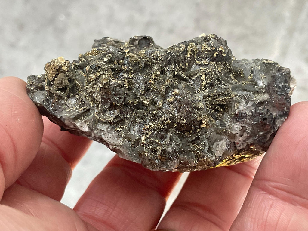 108g Pyrite encrusted Calcite on Limonite Quartz Specimen 2B from Fujian, China