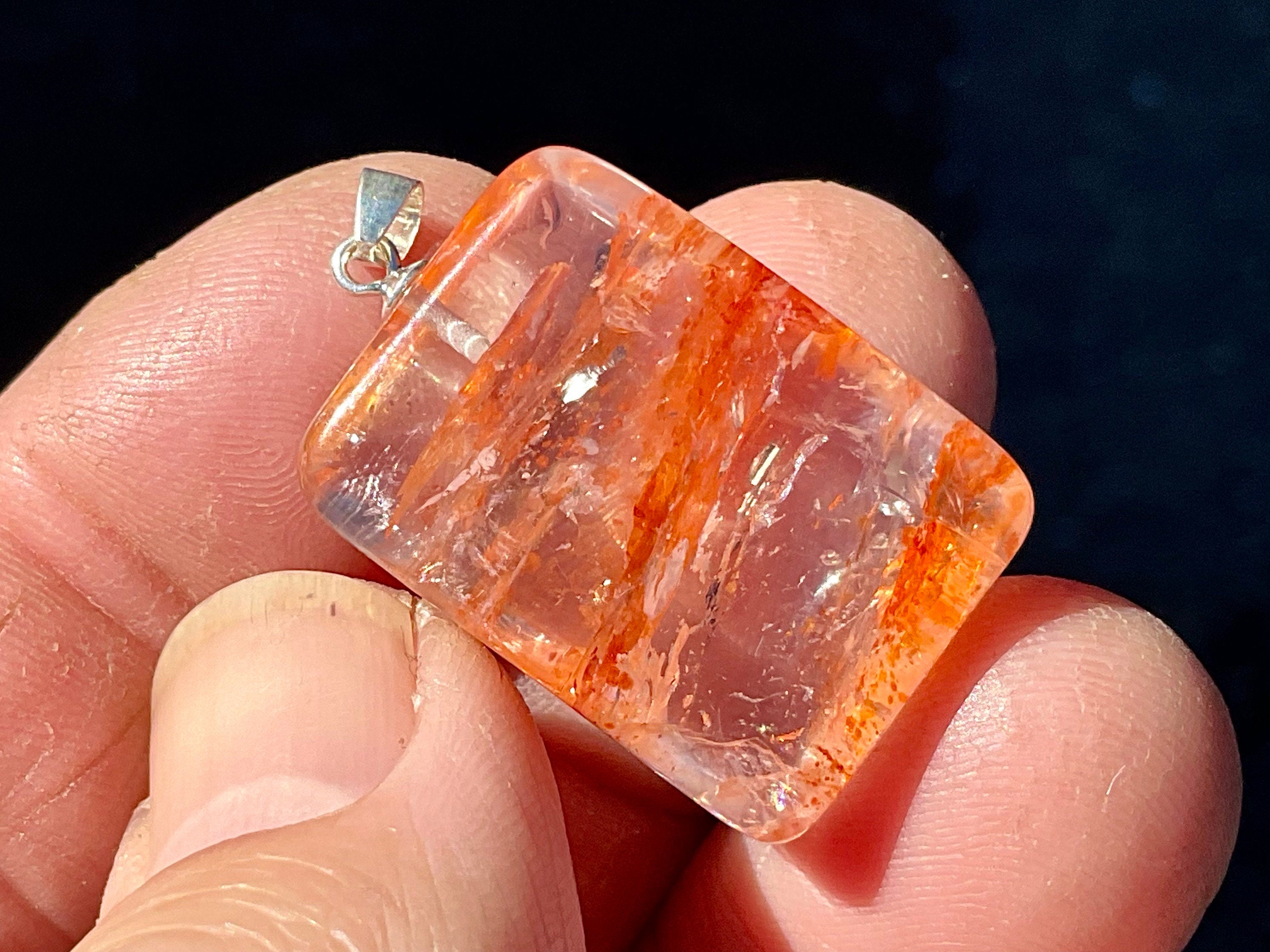 Fire Quartz Pillow Cabochon Pendant 2A